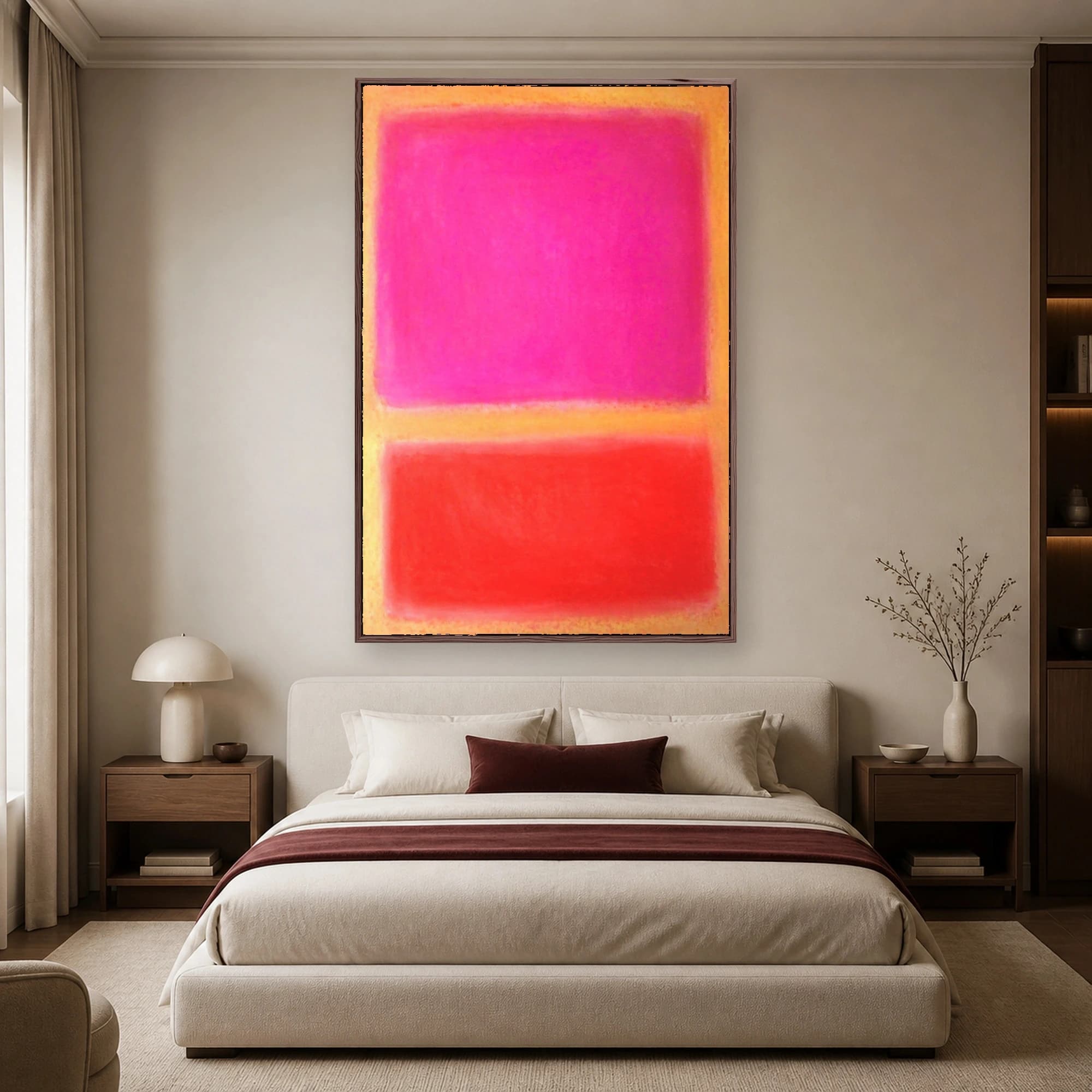 Abstract Pink and Orange Color Field Canvas Print, view 3