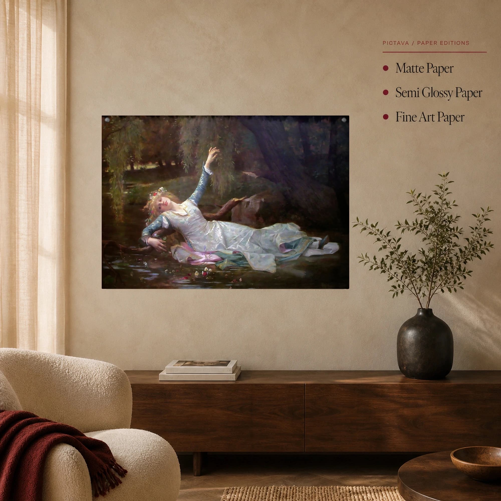 Ophelia Canvas Print by John Everett Millais Classic Literary Art, view 4