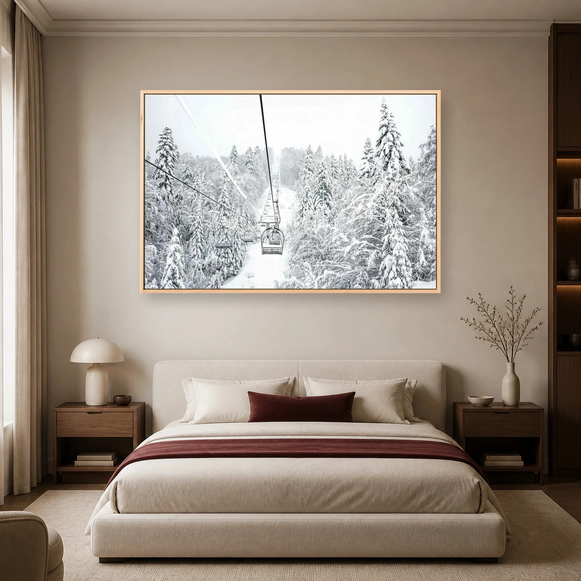 Winter Mountain Ski Lift Forest Wall Art, view 6
