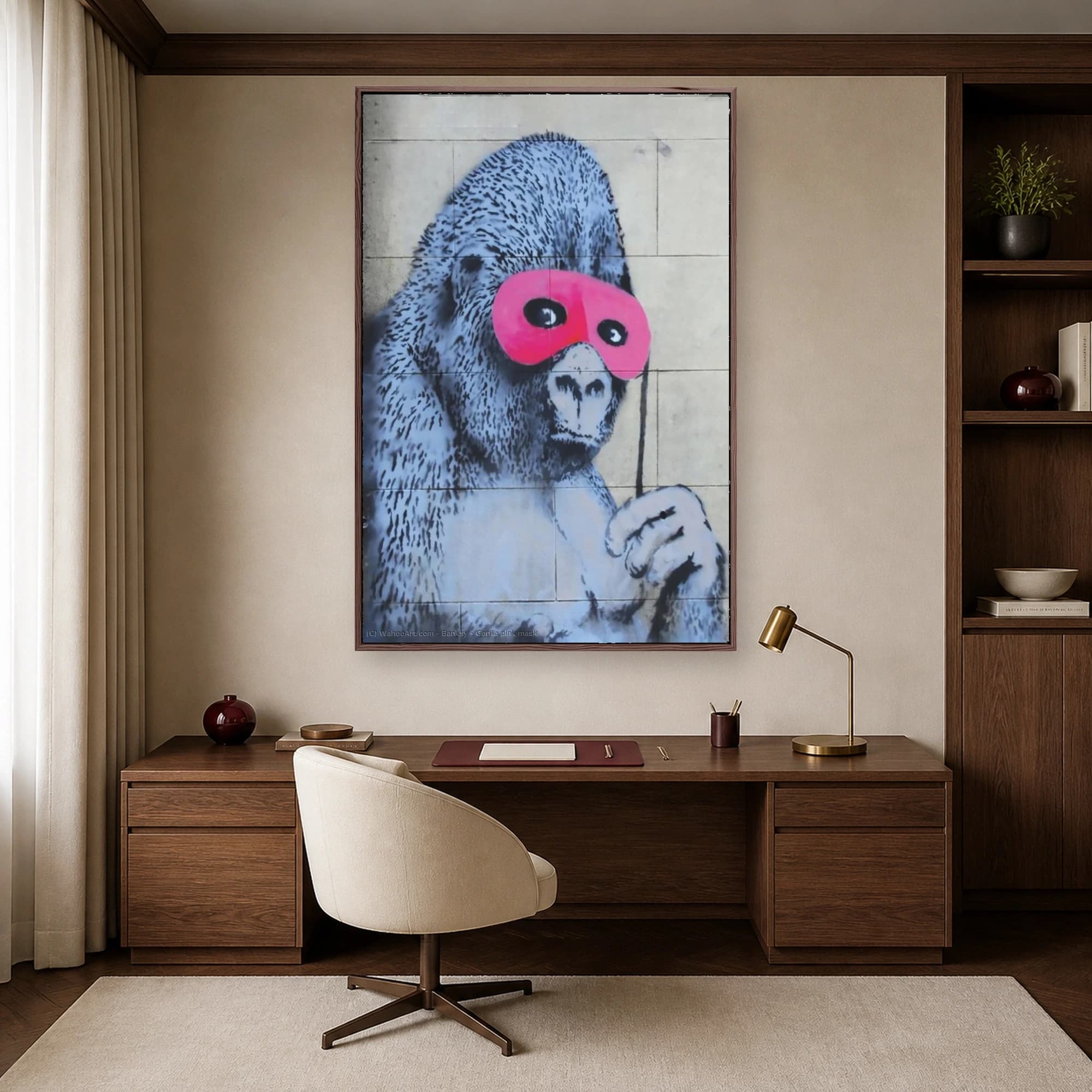 Gorilla with Pink Mask Street Art Canvas Print, view 5