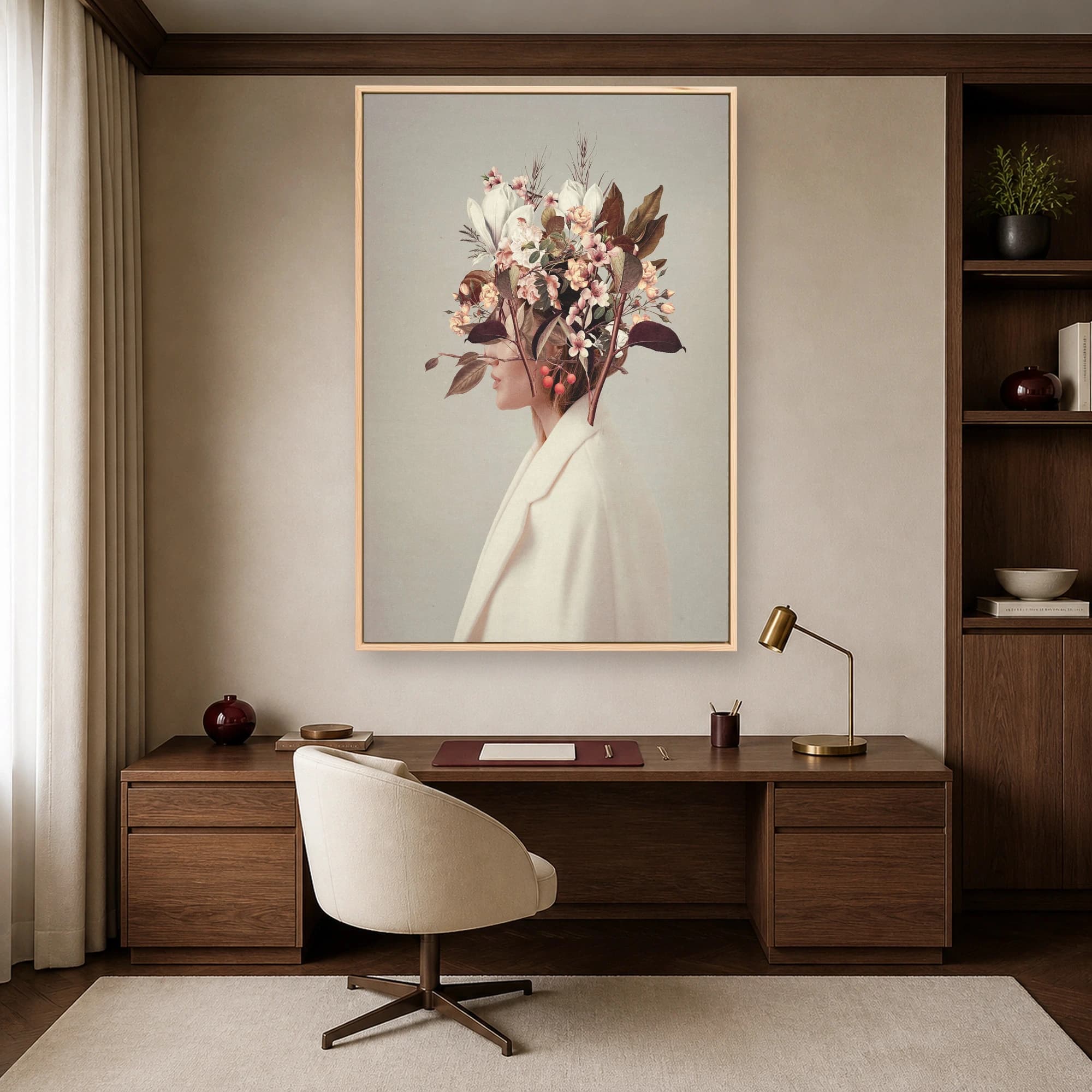 Floral Mind Surreal Botanical Portrait Canvas Print, view 5
