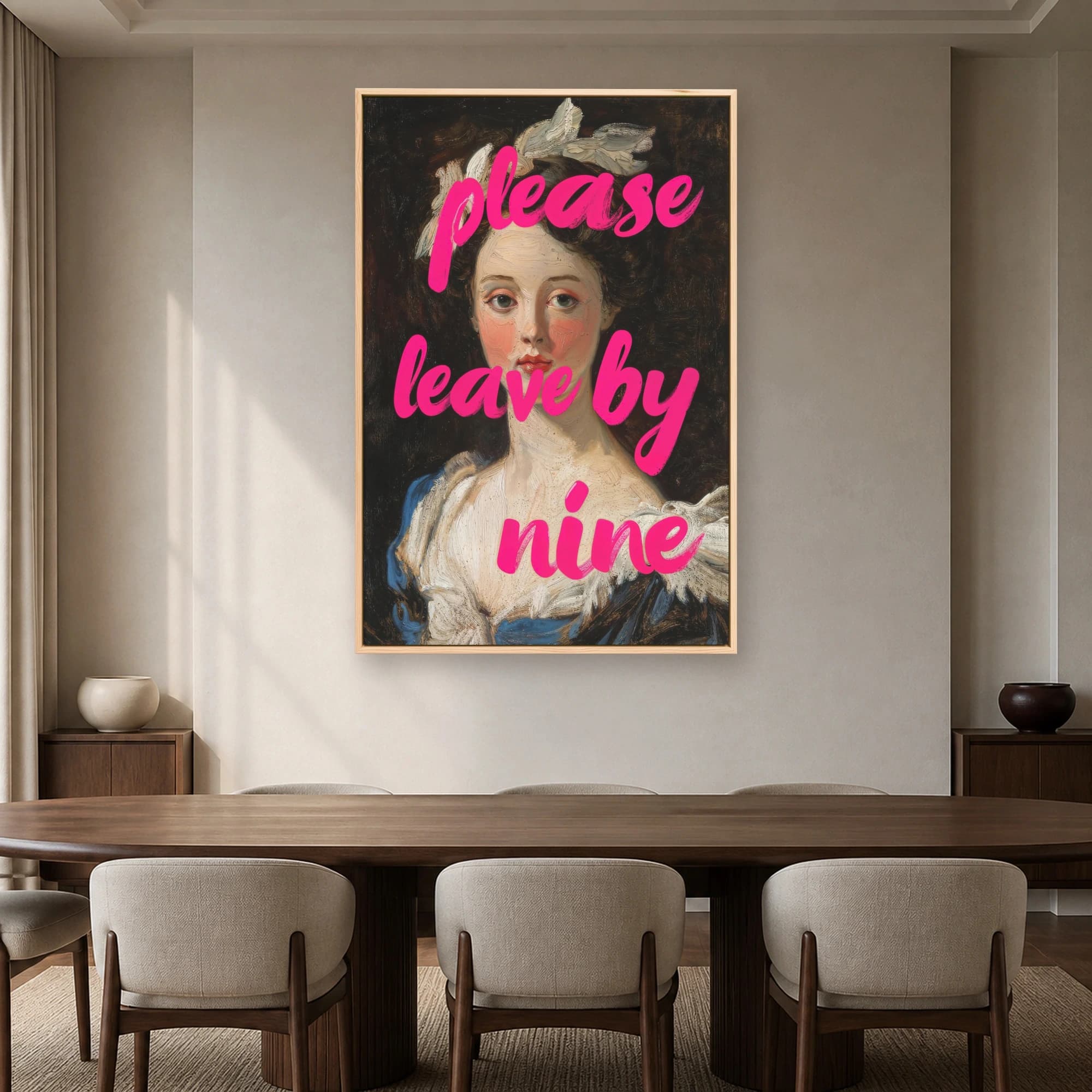 Please Leave By Nine Funny Classical Portrait Wall Art, view 5