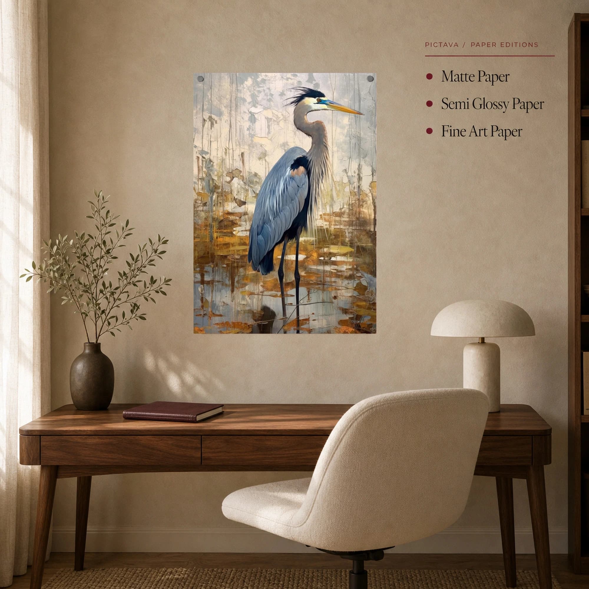 Majestic Blue Heron Wetland Fine Art Print, view 8