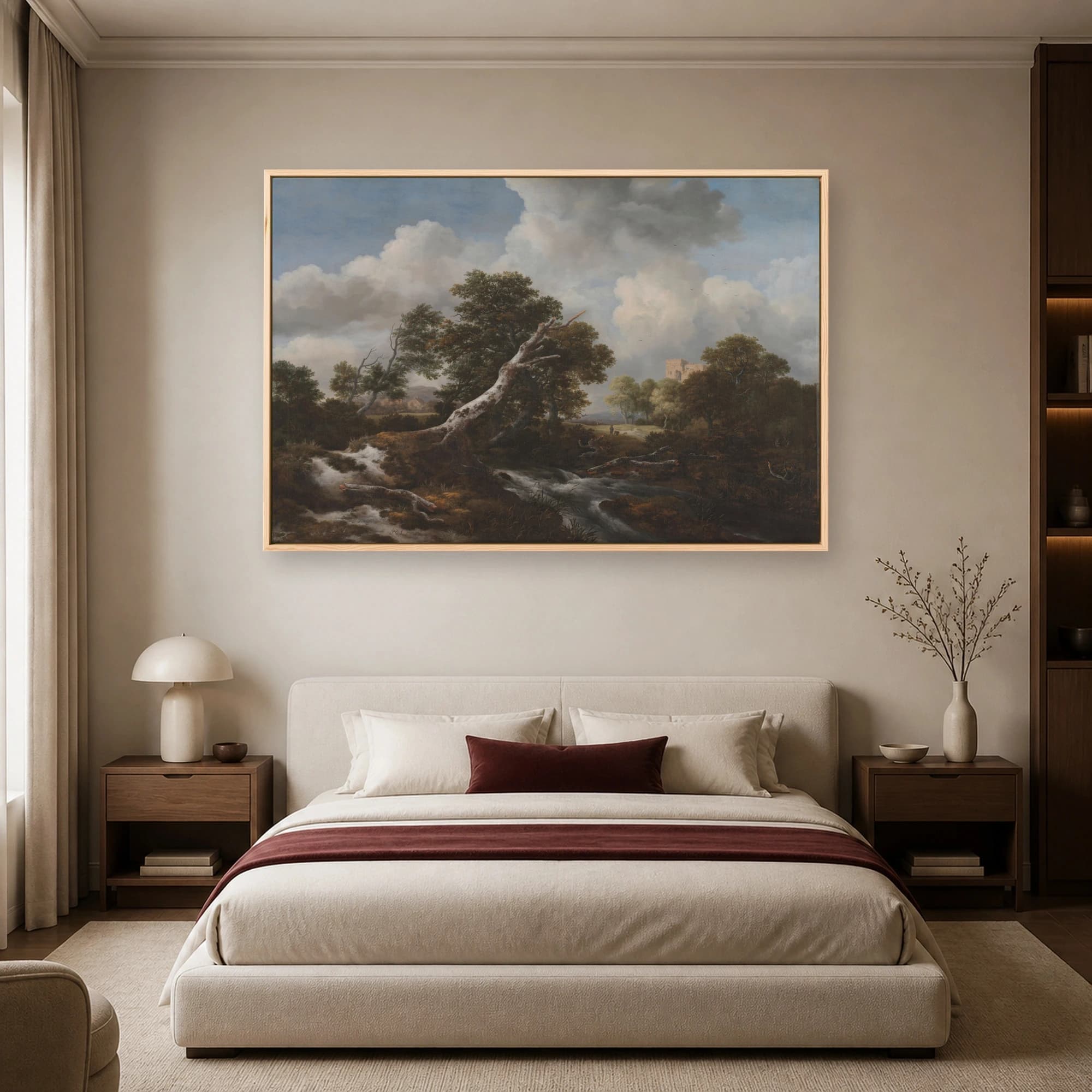 Classic Dutch Landscape Wall Art Print with River and Ruins, view 5