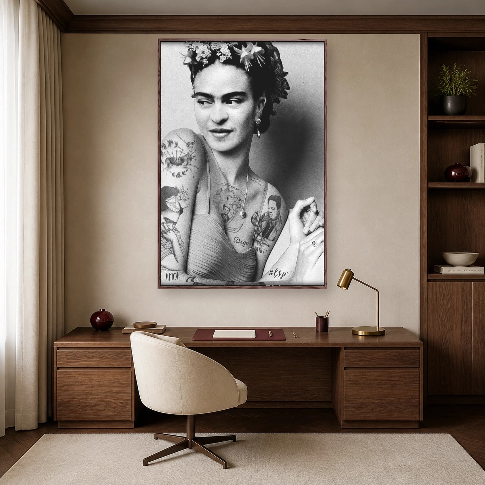 Frida Kahlo Vintage Portrait Canvas Print, view 6