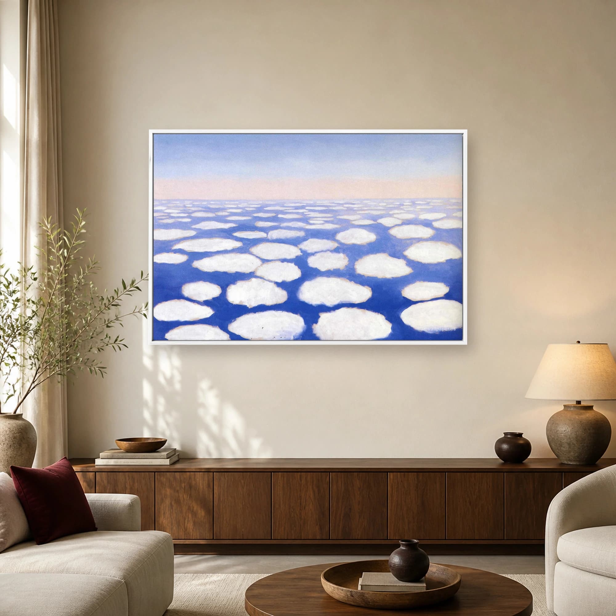 Surreal Blue Sky Floating Clouds Landscape Wall Art, view 4
