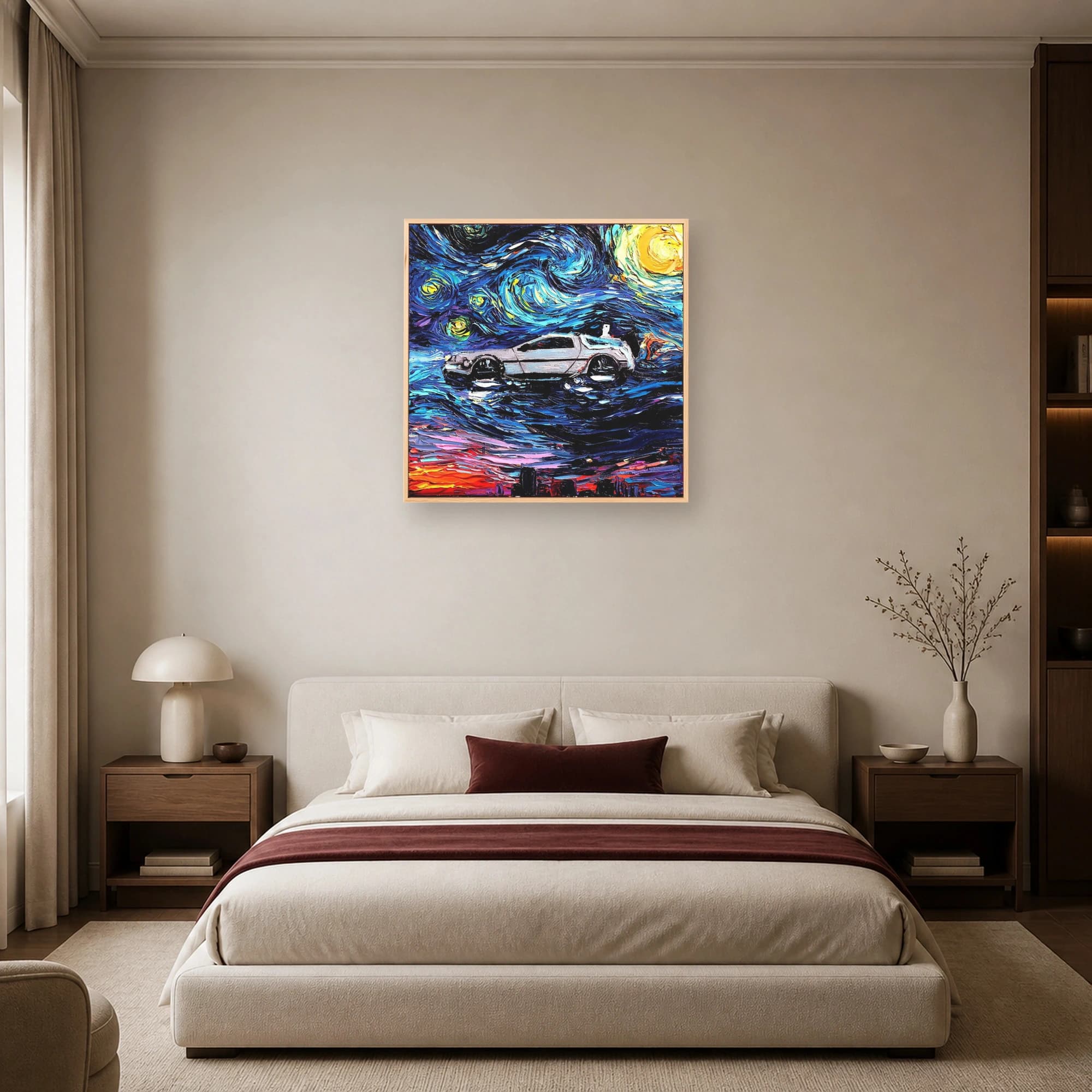 Starry DeLorean Time Machine Canvas Print, view 6