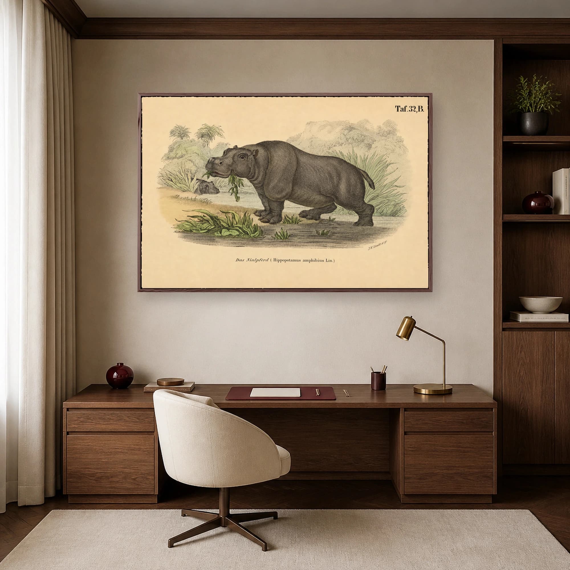 Das Niulpferd Vintage Scientific Hippopotamus Wall Art, view 4