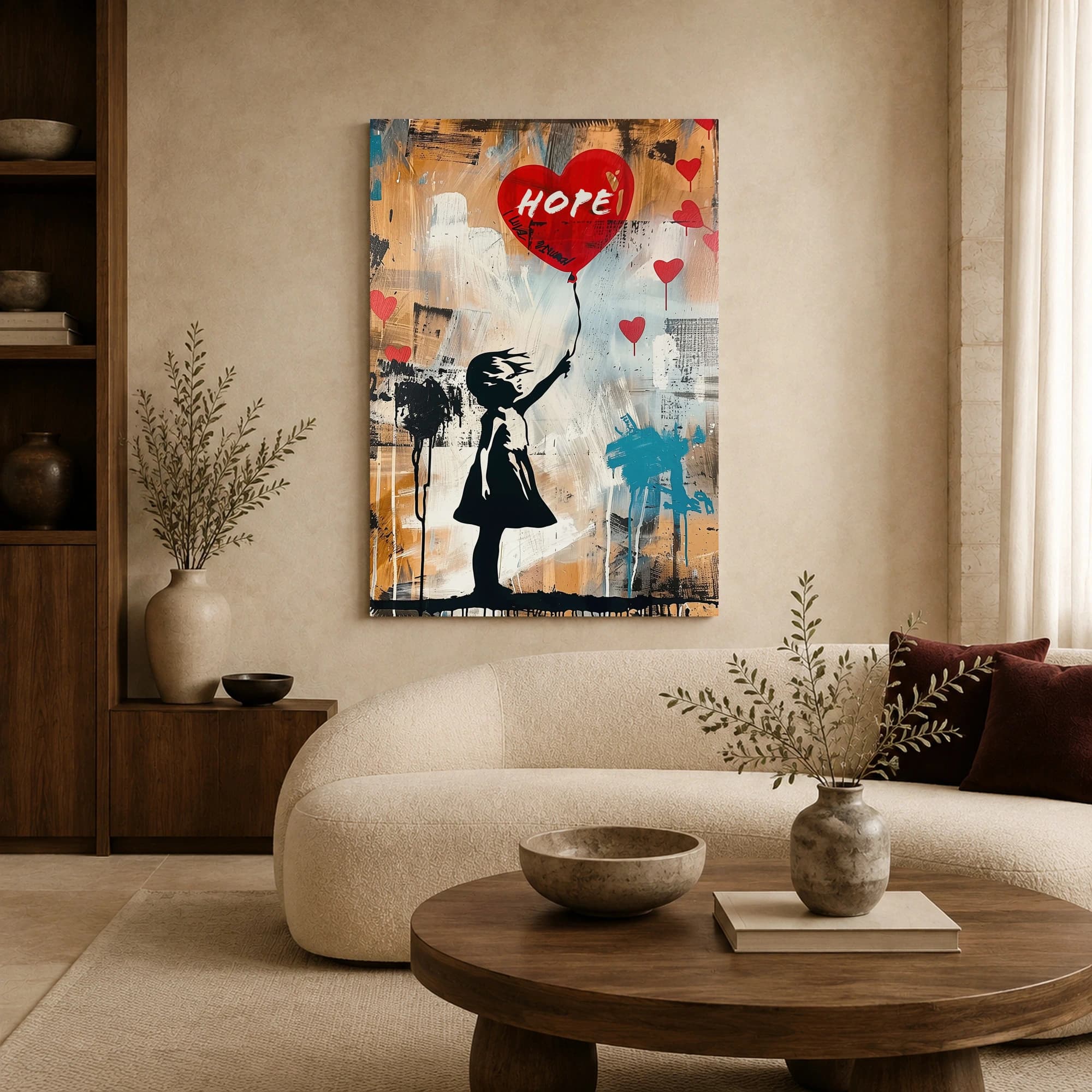 Hope Balloon Girl Urban Street Art Canvas Print, view 4
