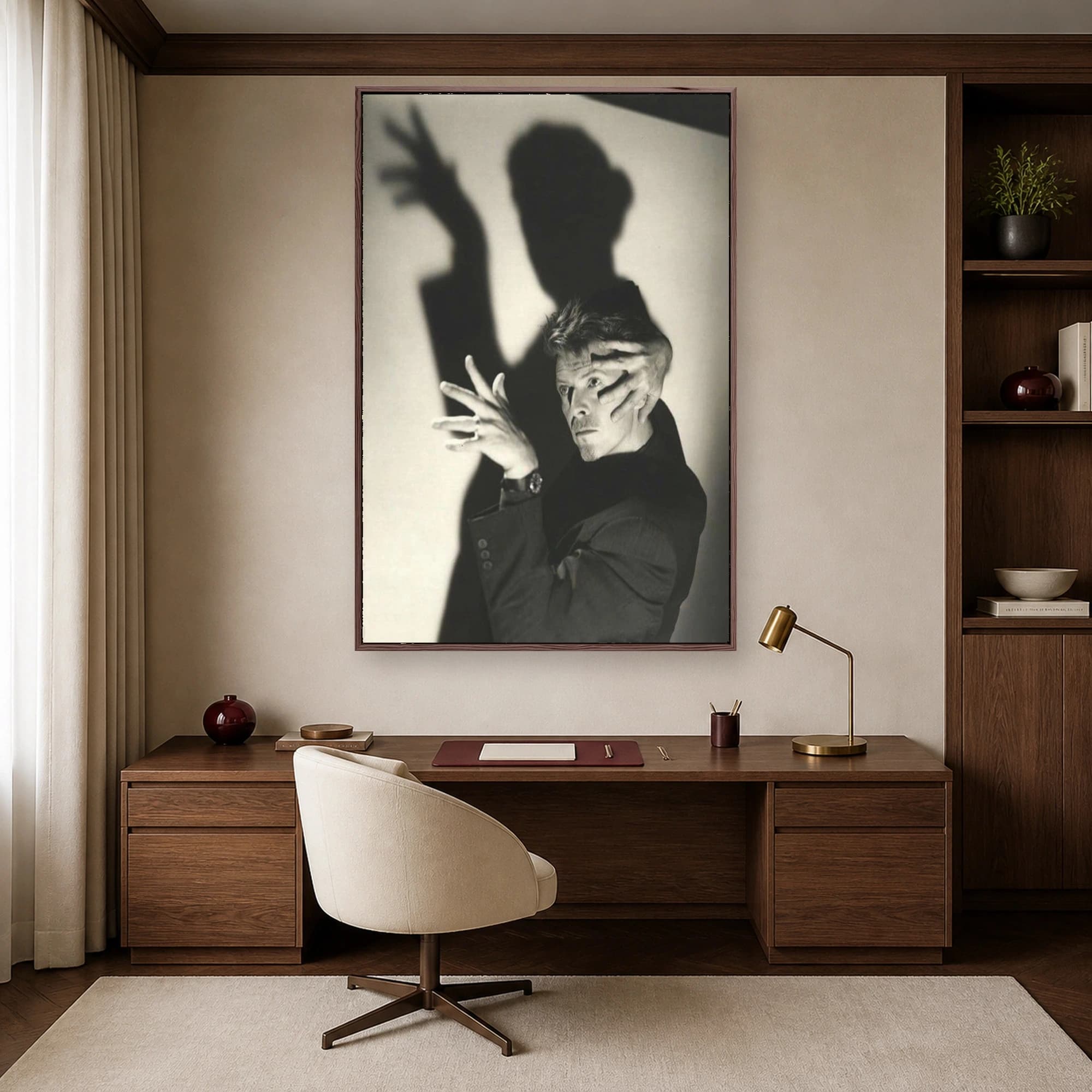 David Bowie Dramatic Shadow Black and White Photography Print, view 6