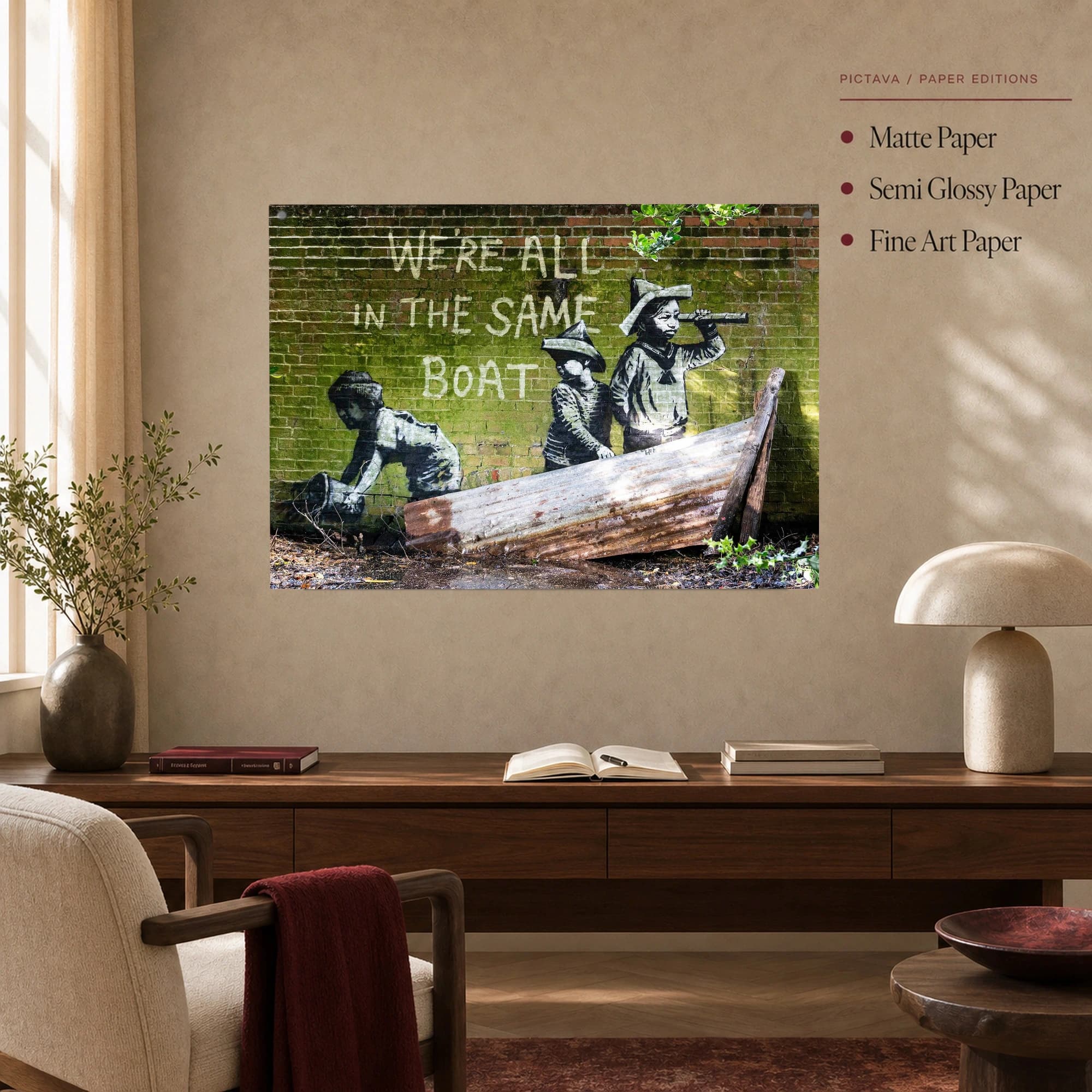 We're All in the Same Boat Street Art Canvas Print, view 5