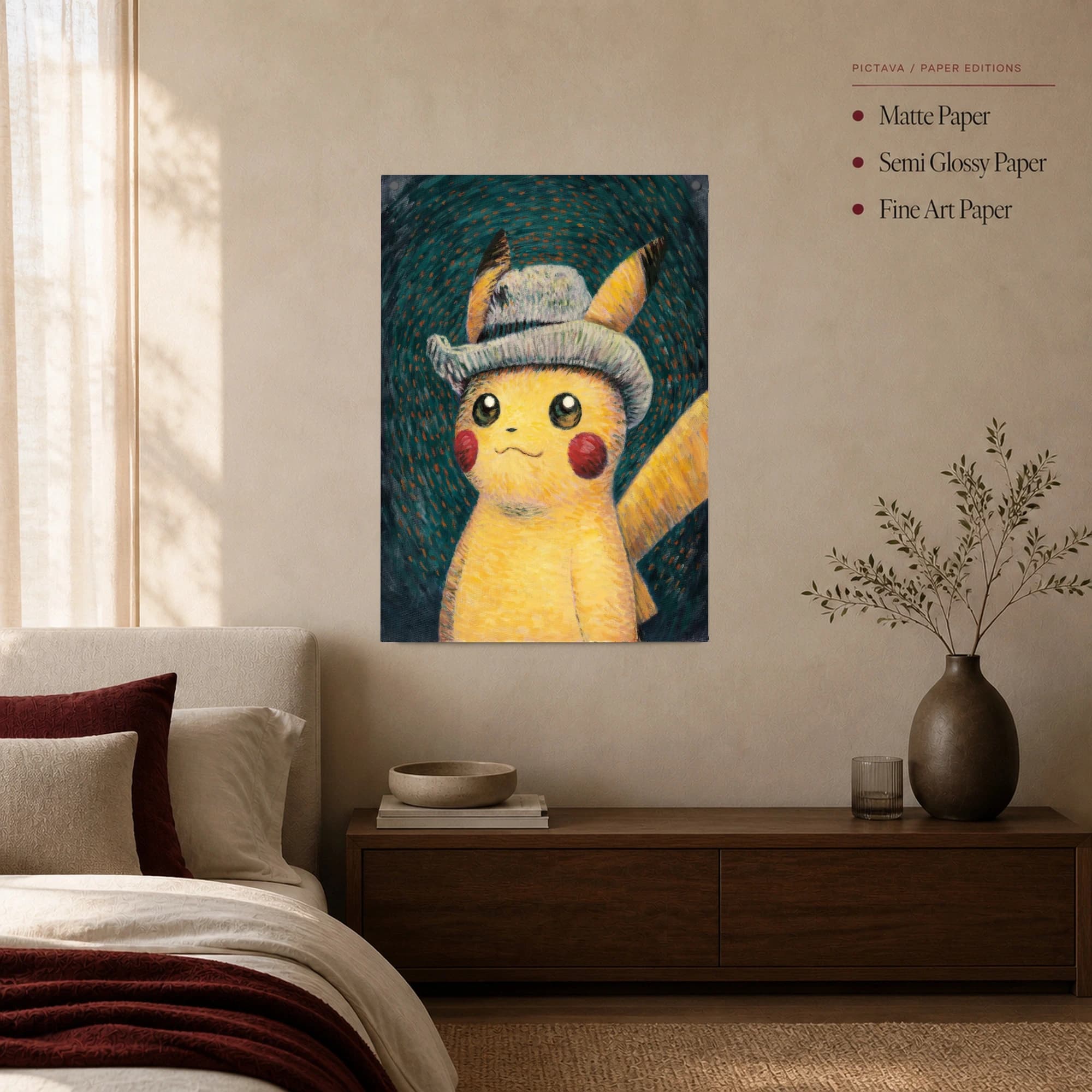 Van Gogh Style Pikachu Portrait Canvas Art, view 4