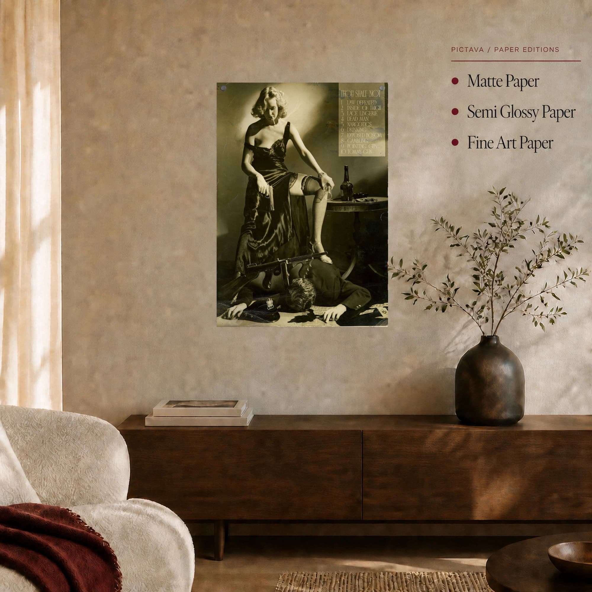 Vintage Film Noir Gangster Femme Fatale Wall Art, view 3