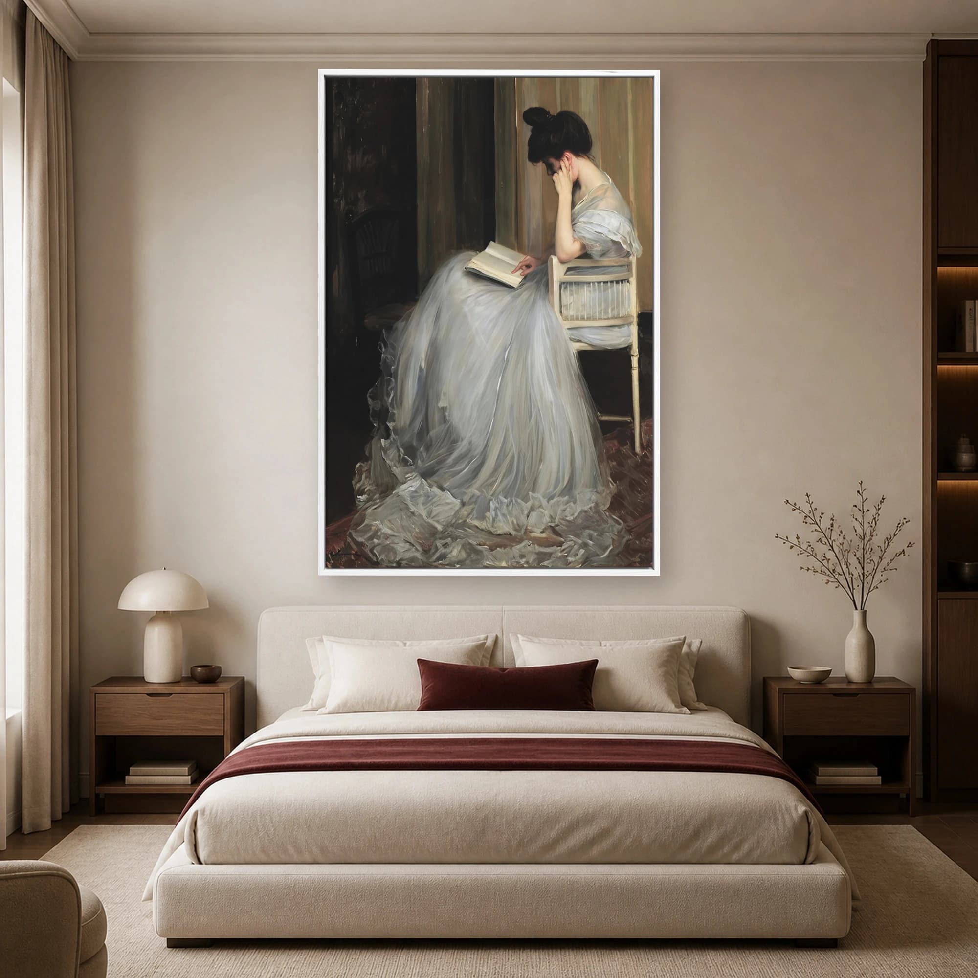 Woman Reading Book Fine Art Canvas & Poster Wall Decor, view 2