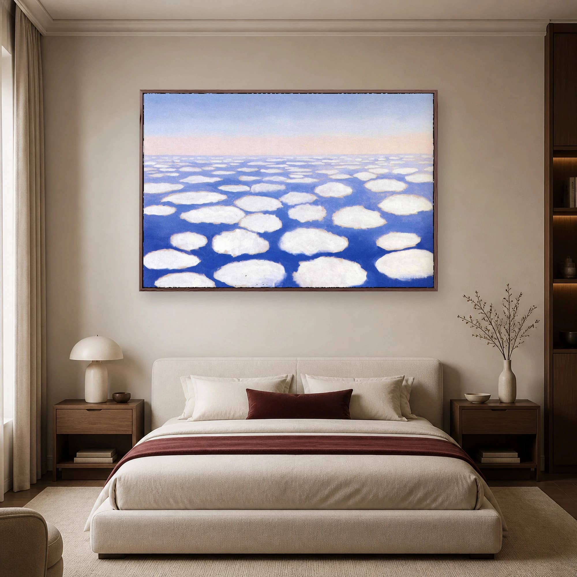 Surreal Blue Sky Floating Clouds Landscape Wall Art, view 3