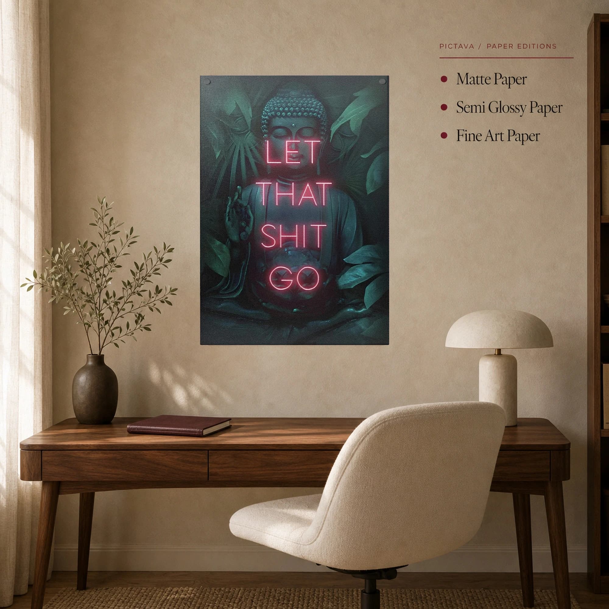 Let That Shit Go Buddha Neon Canvas Wall Art, view 8