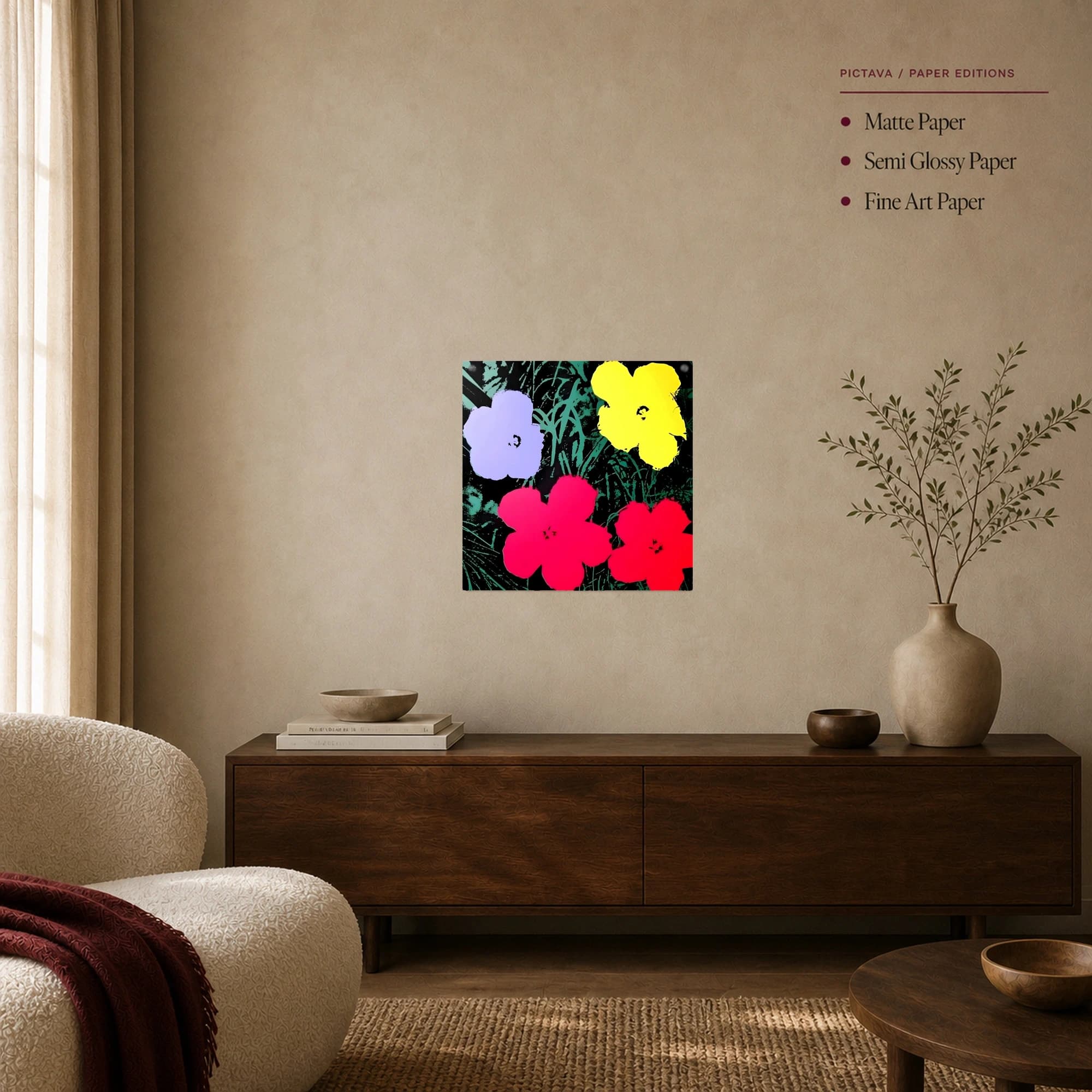 Vibrant Pop Art Floral Wall Art Print, view 8