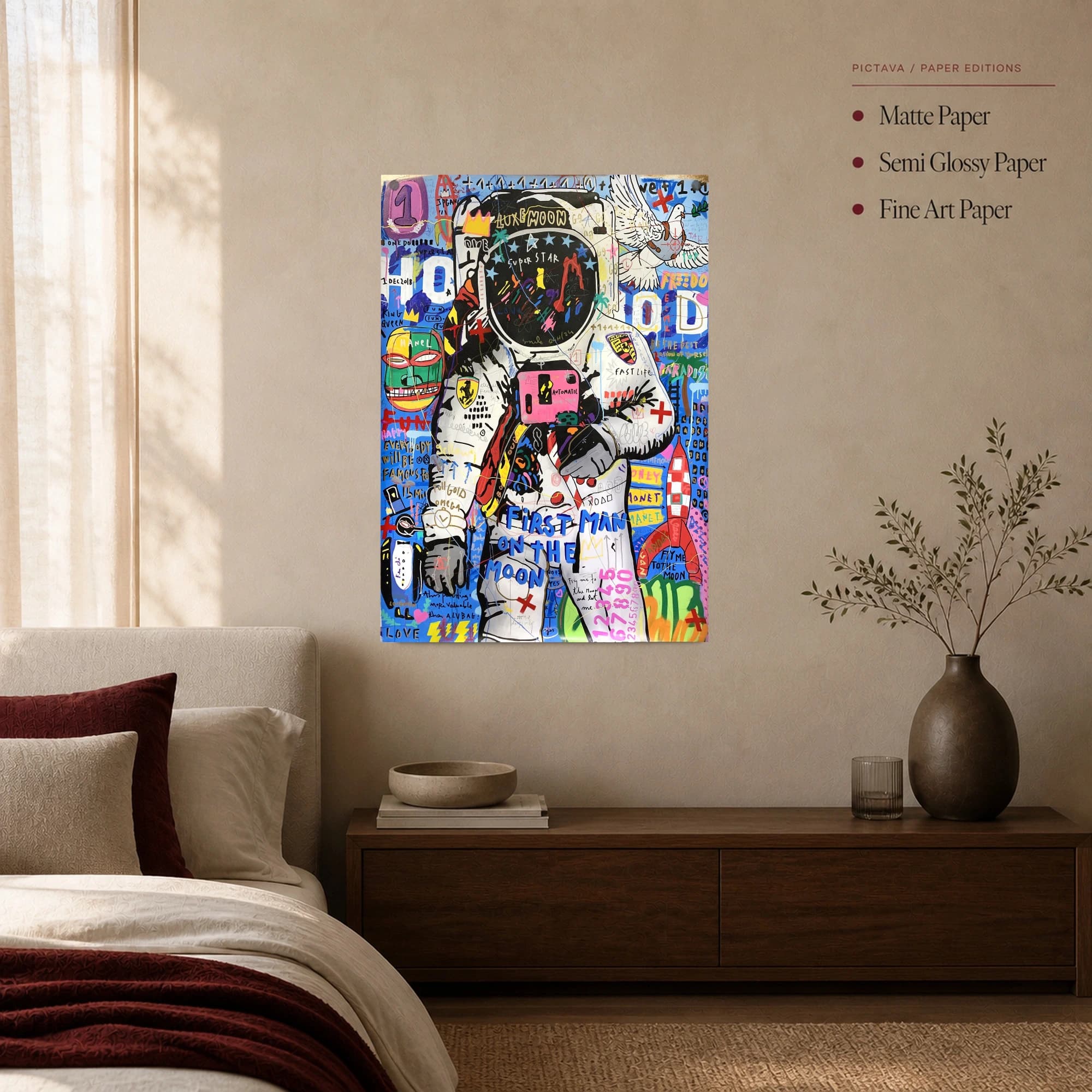 First Man On The Moon Astronaut Pop Art Canvas Print, view 3