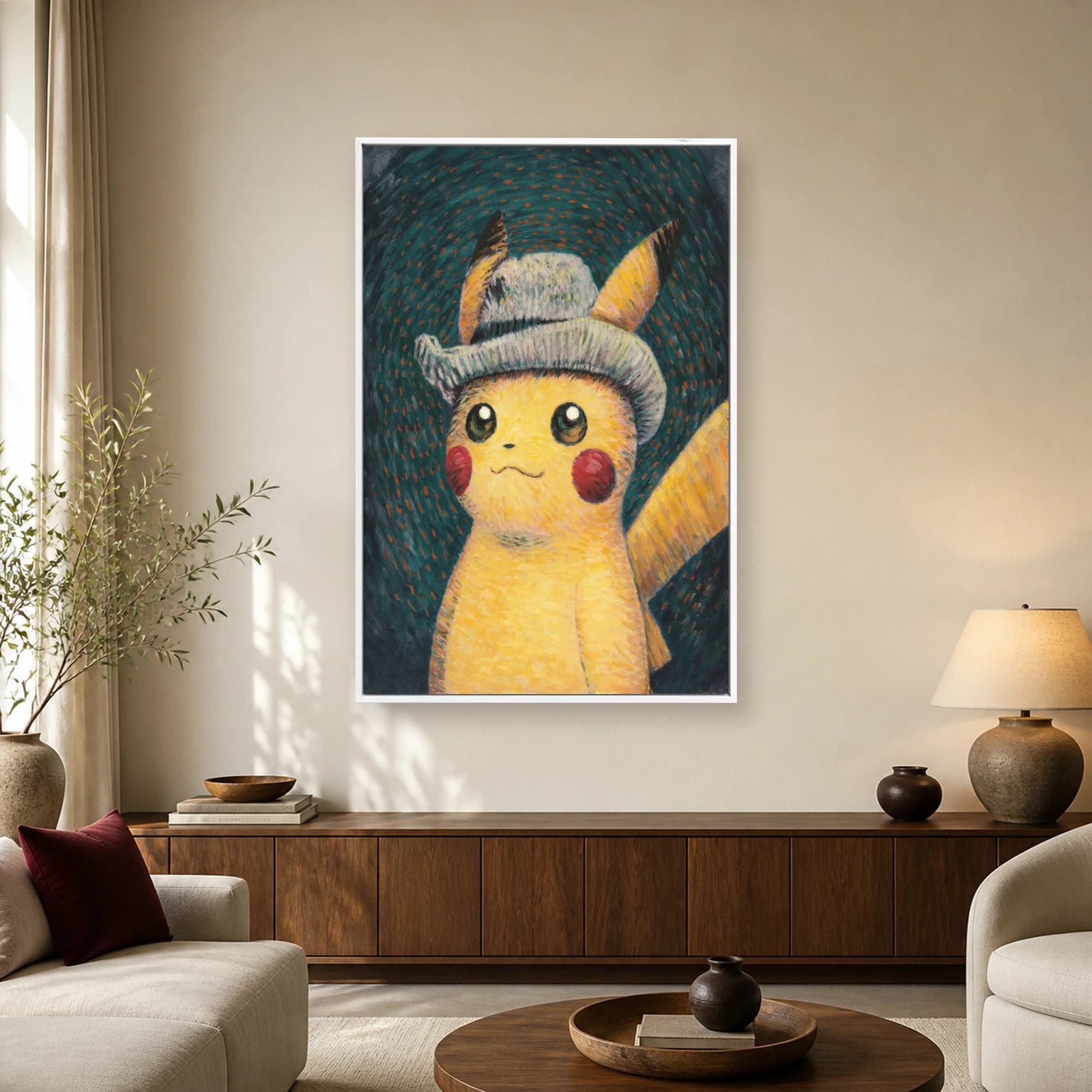 Van Gogh Style Pikachu Portrait Canvas Art, view 2