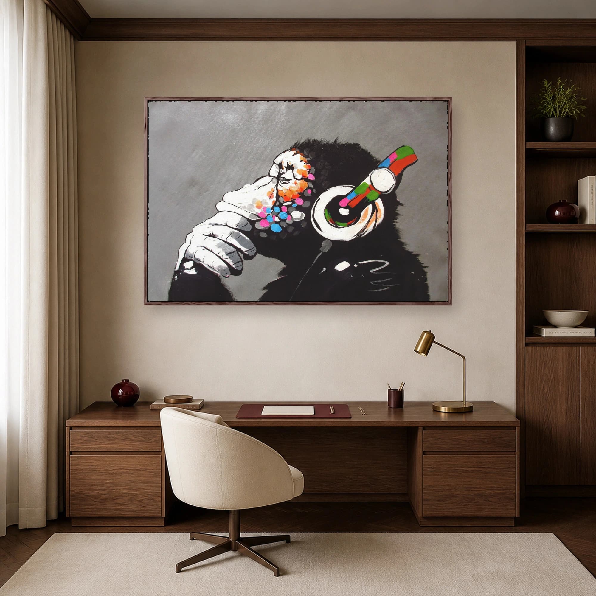 DJ Ape Canvas Print with Colorful Headphones, view 6