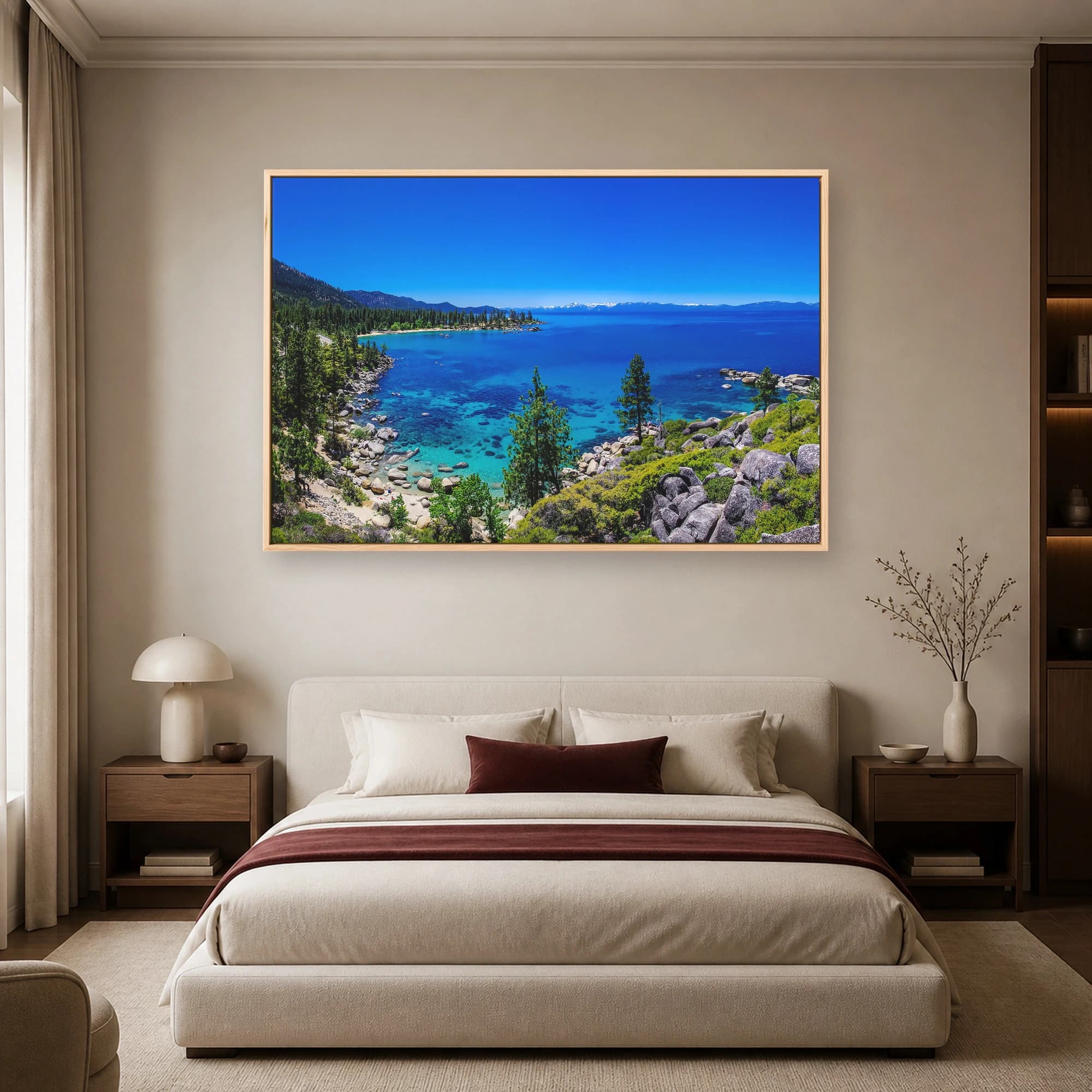 Lake Tahoe Mountain and Crystal Clear Water Landscape Wall Art, view 5