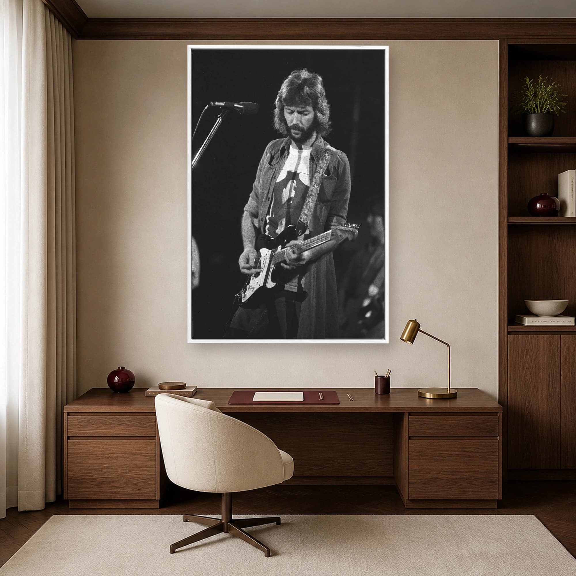 Eric Clapton Vintage Live Concert Black and White Wall Art Print, view 4
