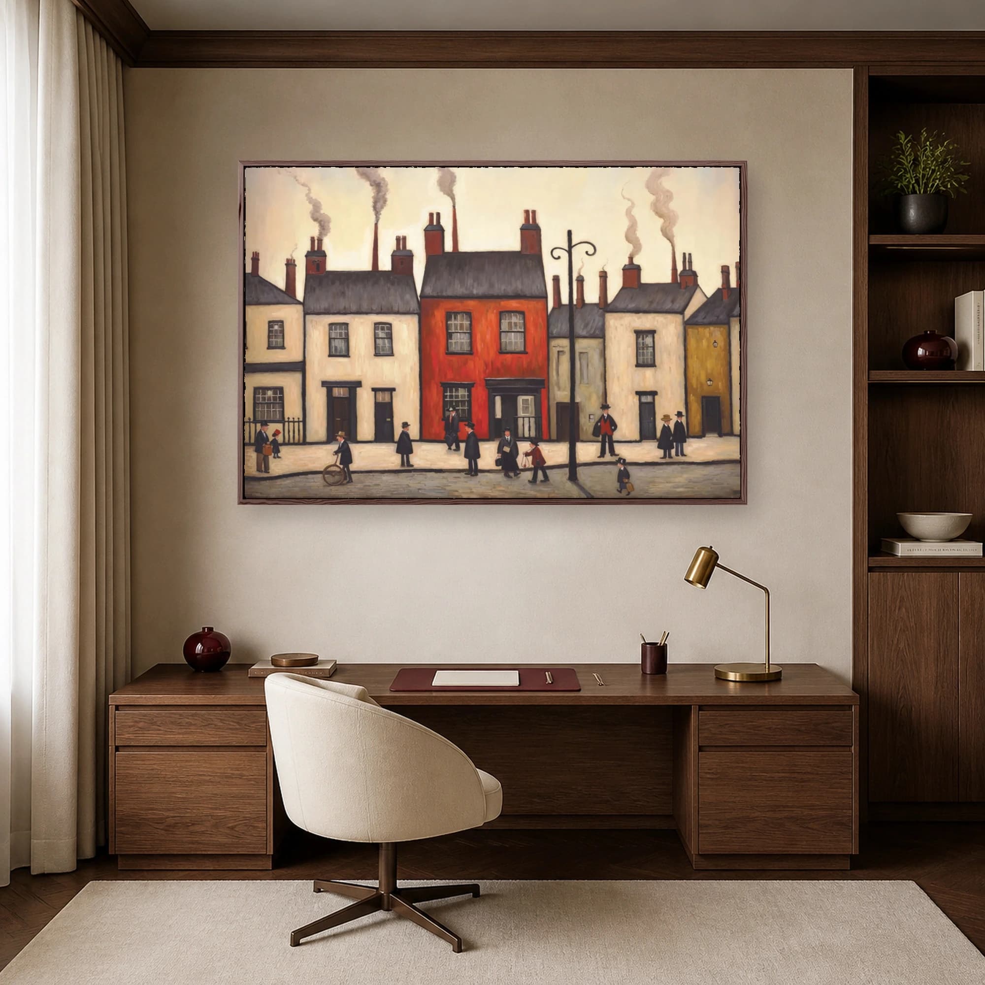 Industrial Street Scene with Bowler Hats Art Print, view 7
