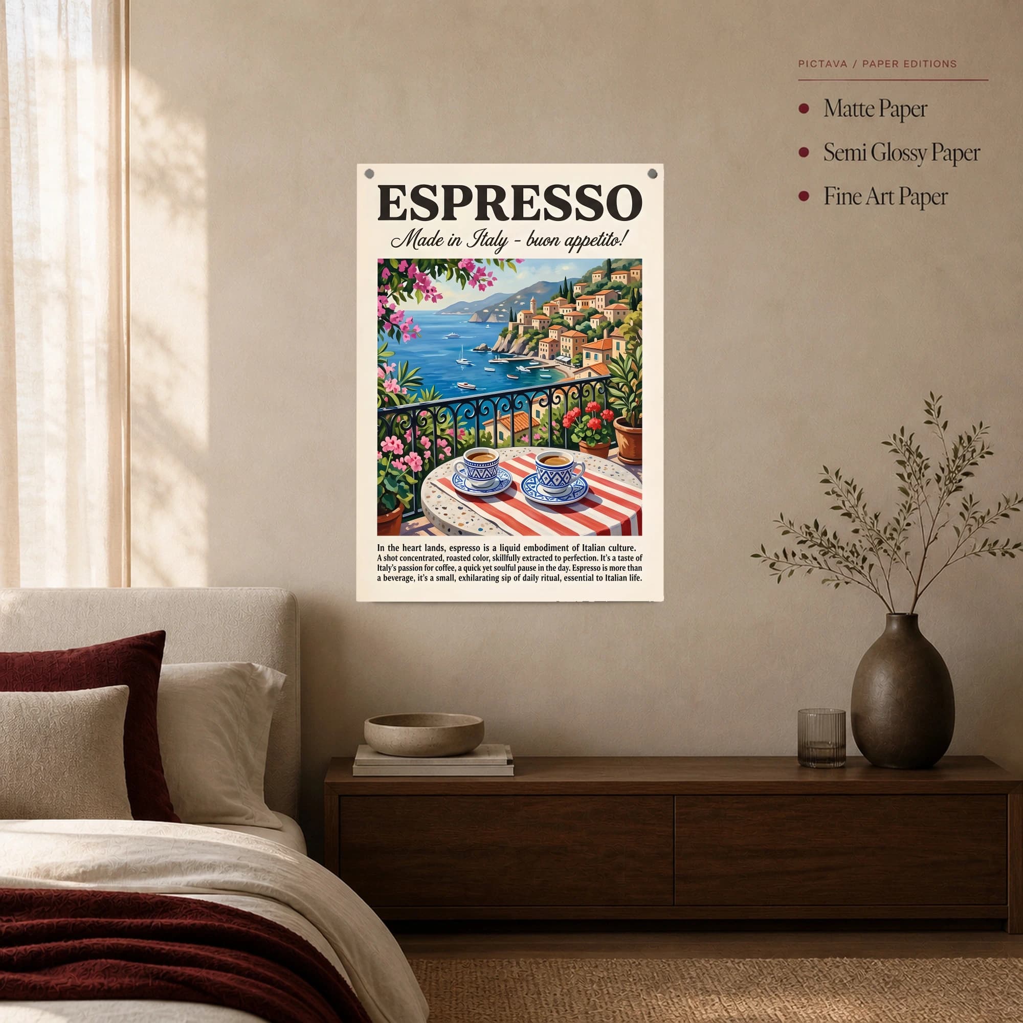 Italian Espresso Coast Vintage Travel Poster, view 3