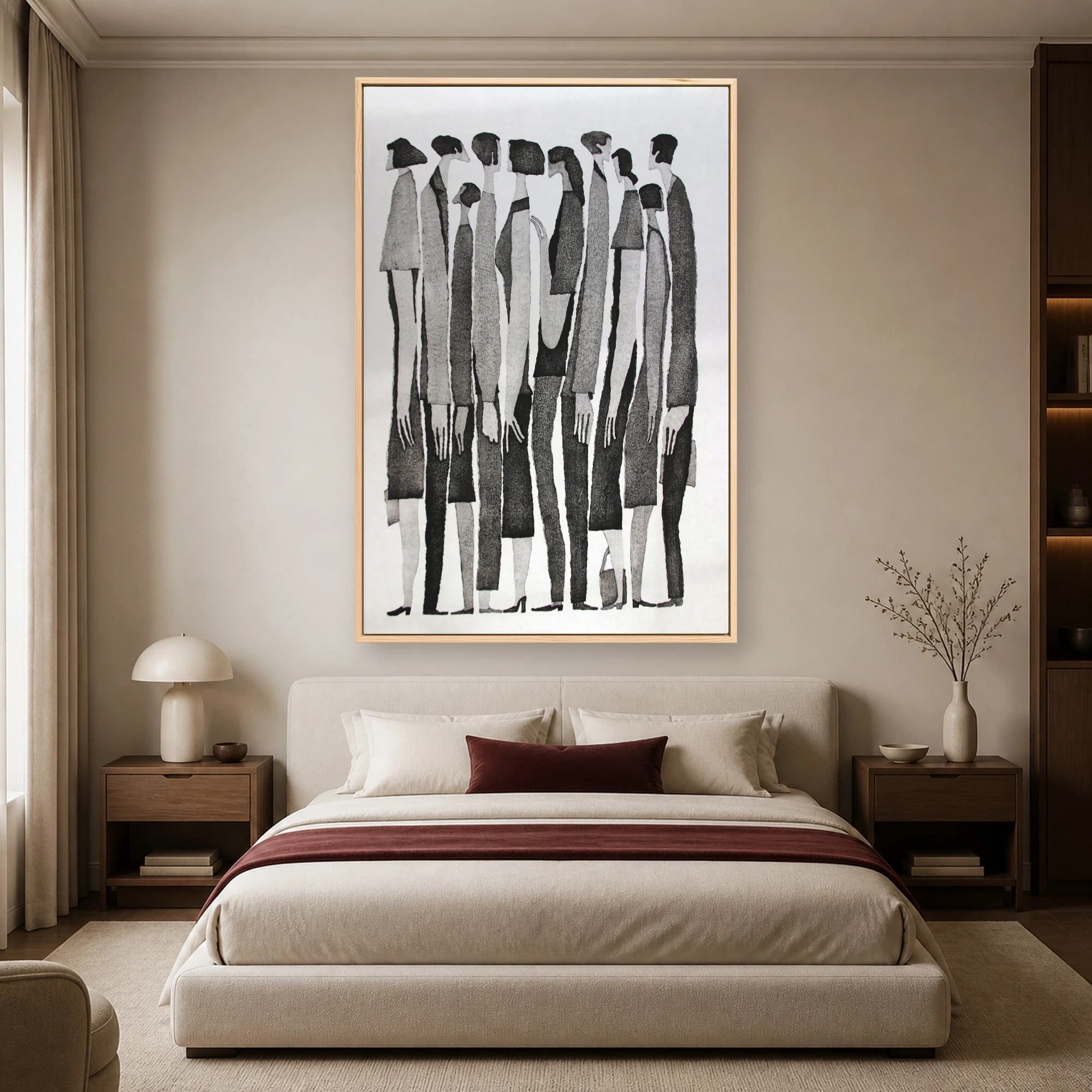 Minimalist Crowd Lineup Monochrome Wall Art Print, view 5