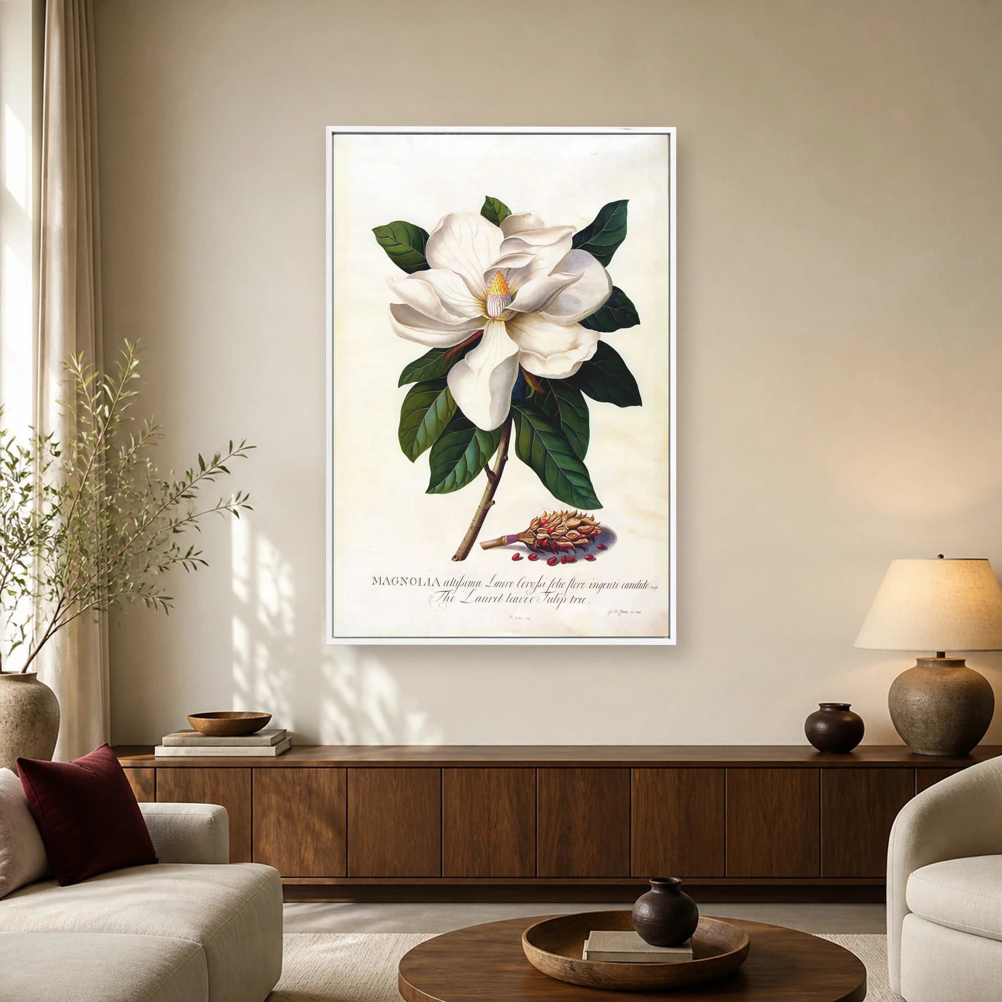 Vintage Botanical Magnolia Flower Print, view 2