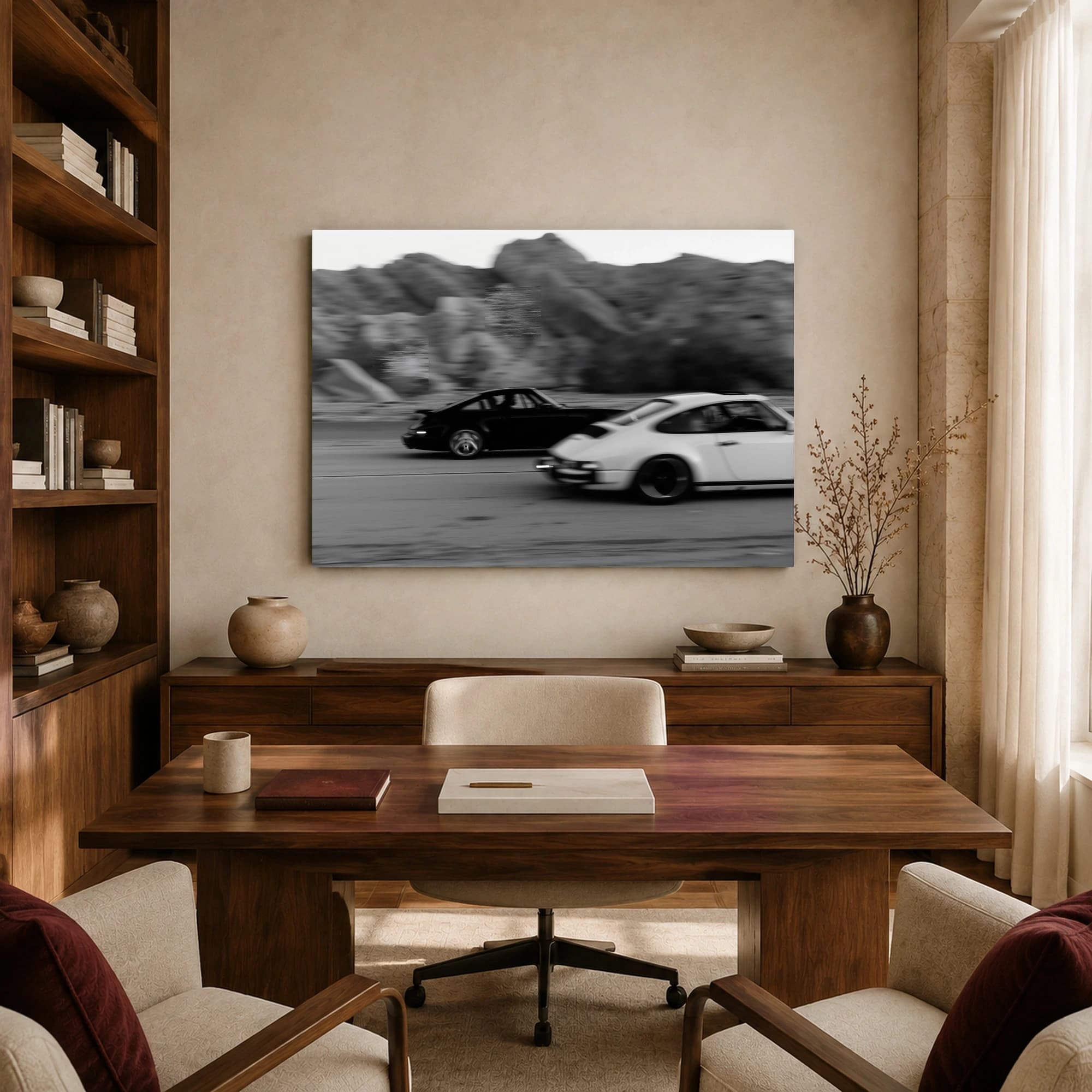 High Speed Duel Classic Sports Cars Monochrome Wall Art, view 8