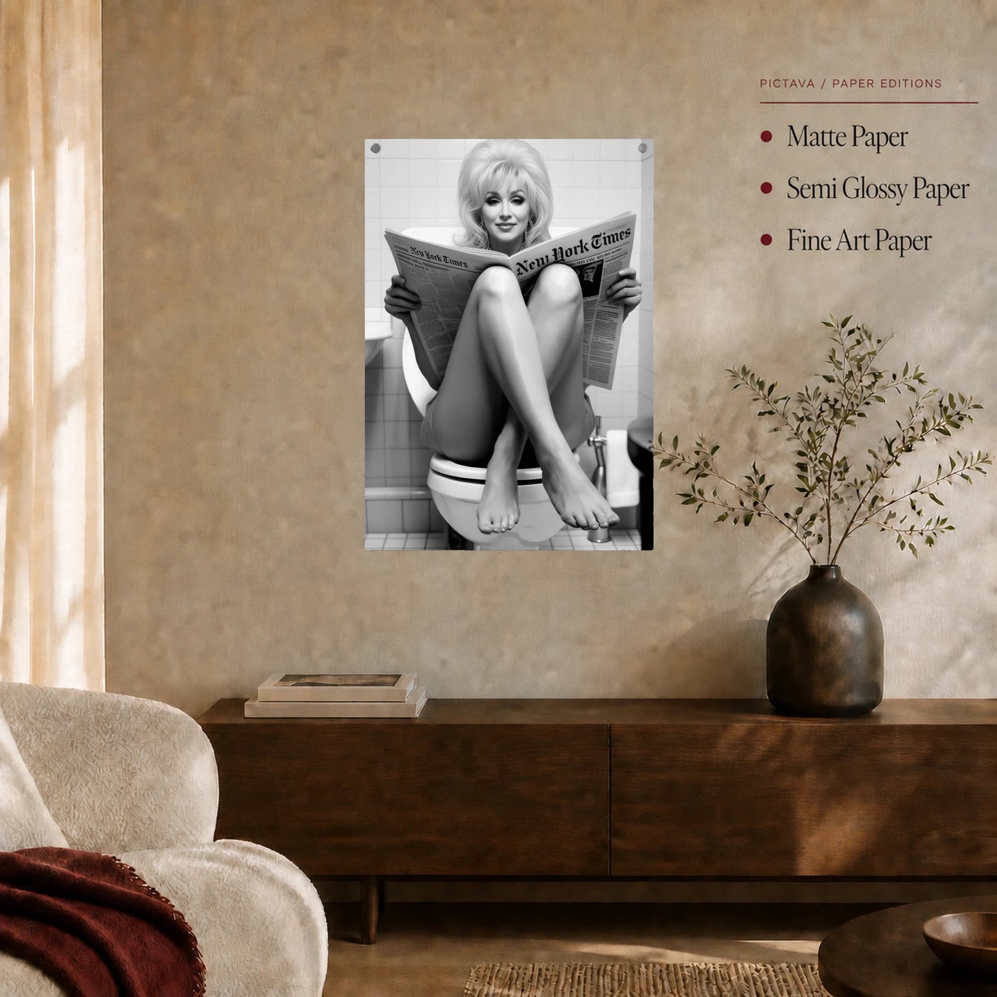 Funny Celebrity Parody Newspaper Bathroom Wall Art, view 7