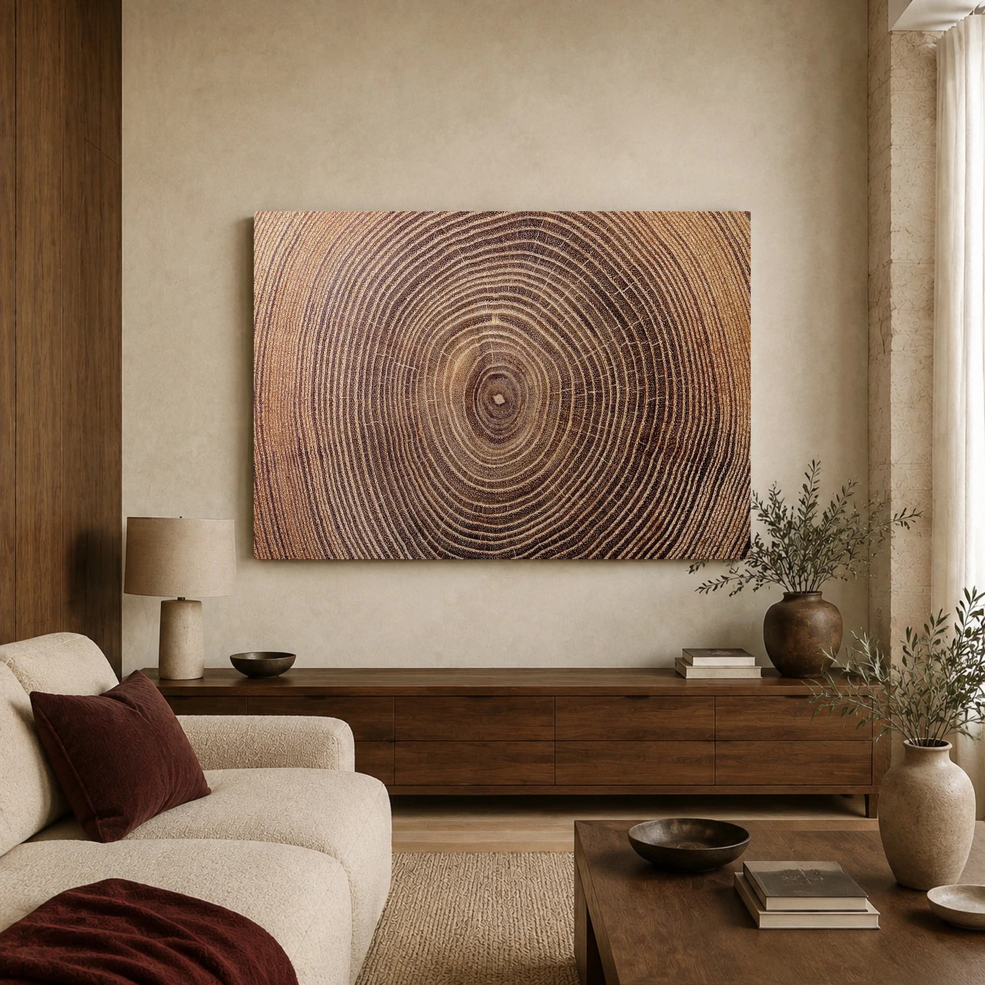 Wooden Growth Rings Natural Tree Cross-Section Wall Art, view 3