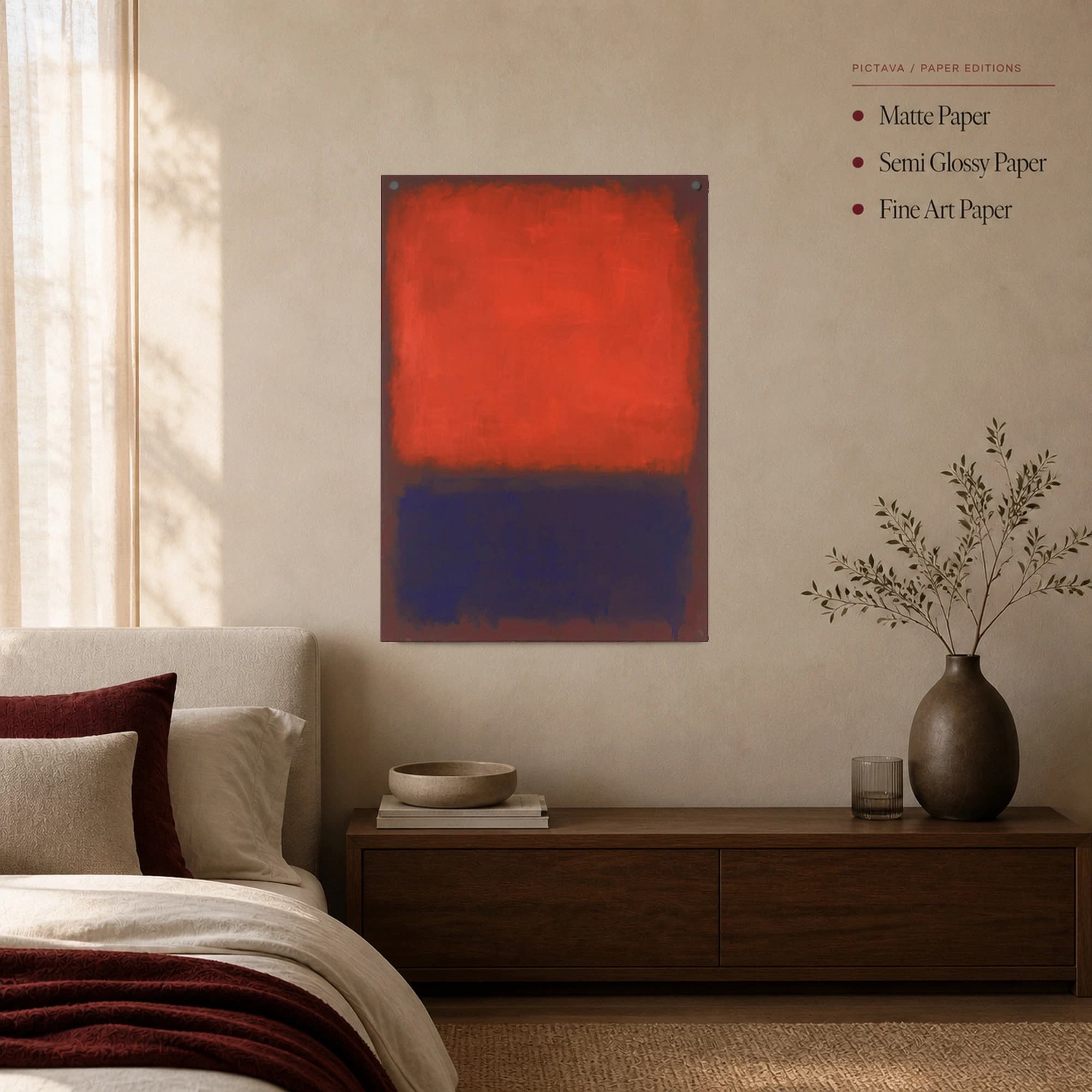 Rust and Blue Abstract Color Field Canvas Print, view 3