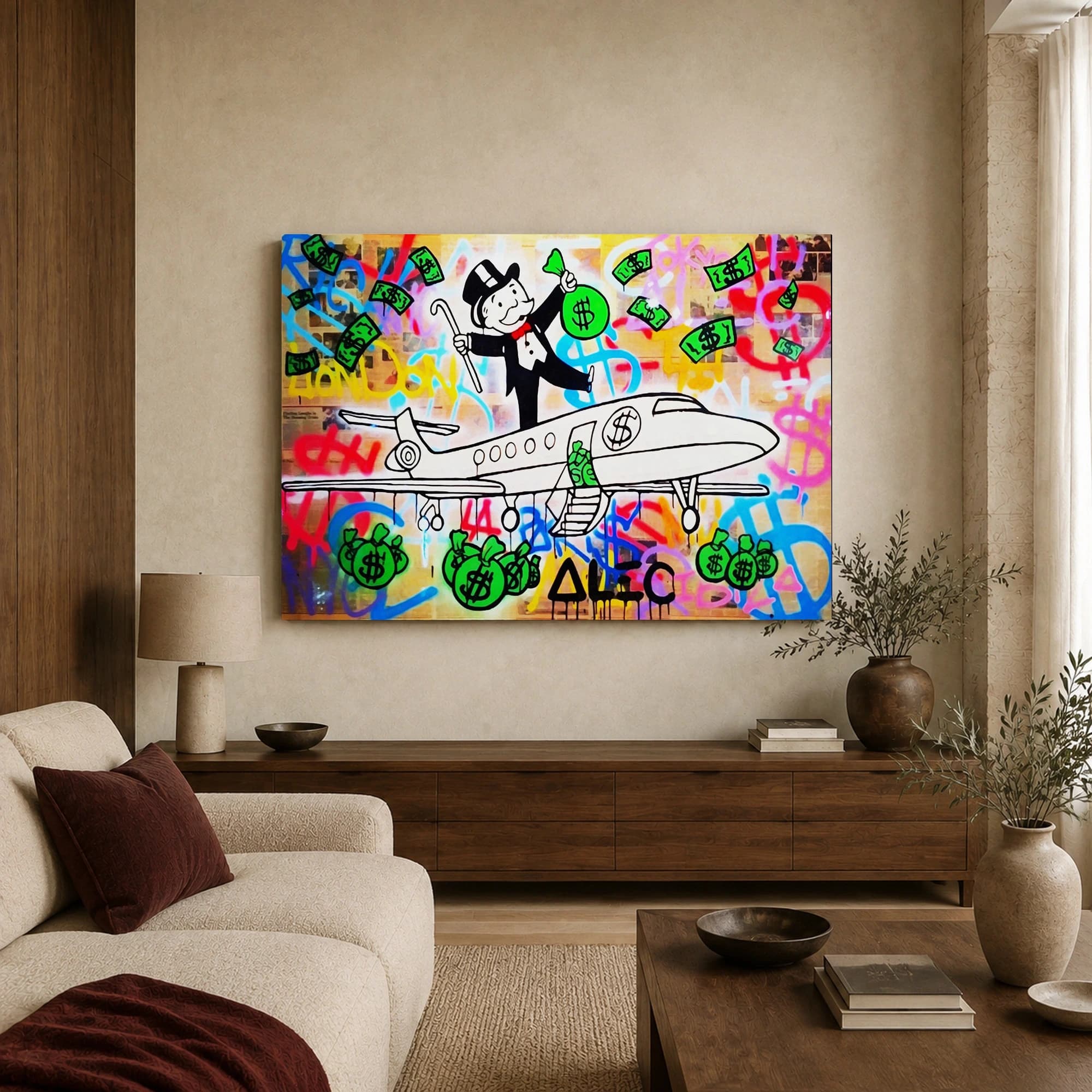 Monopoly Man Wealth Street Art Canvas Print, view 3