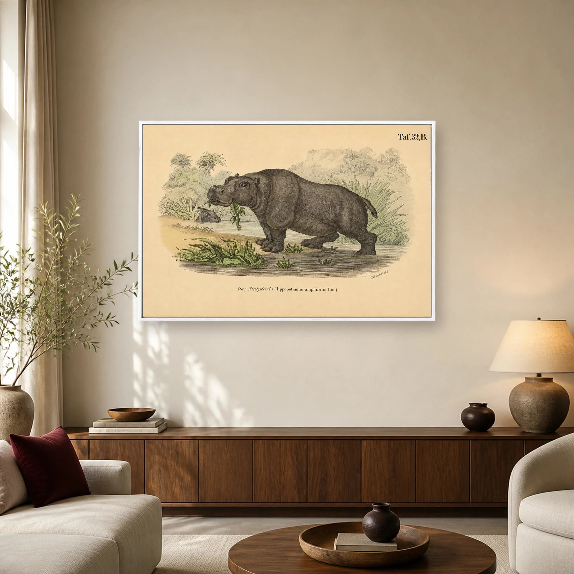 Das Niulpferd Vintage Scientific Hippopotamus Wall Art, view 3