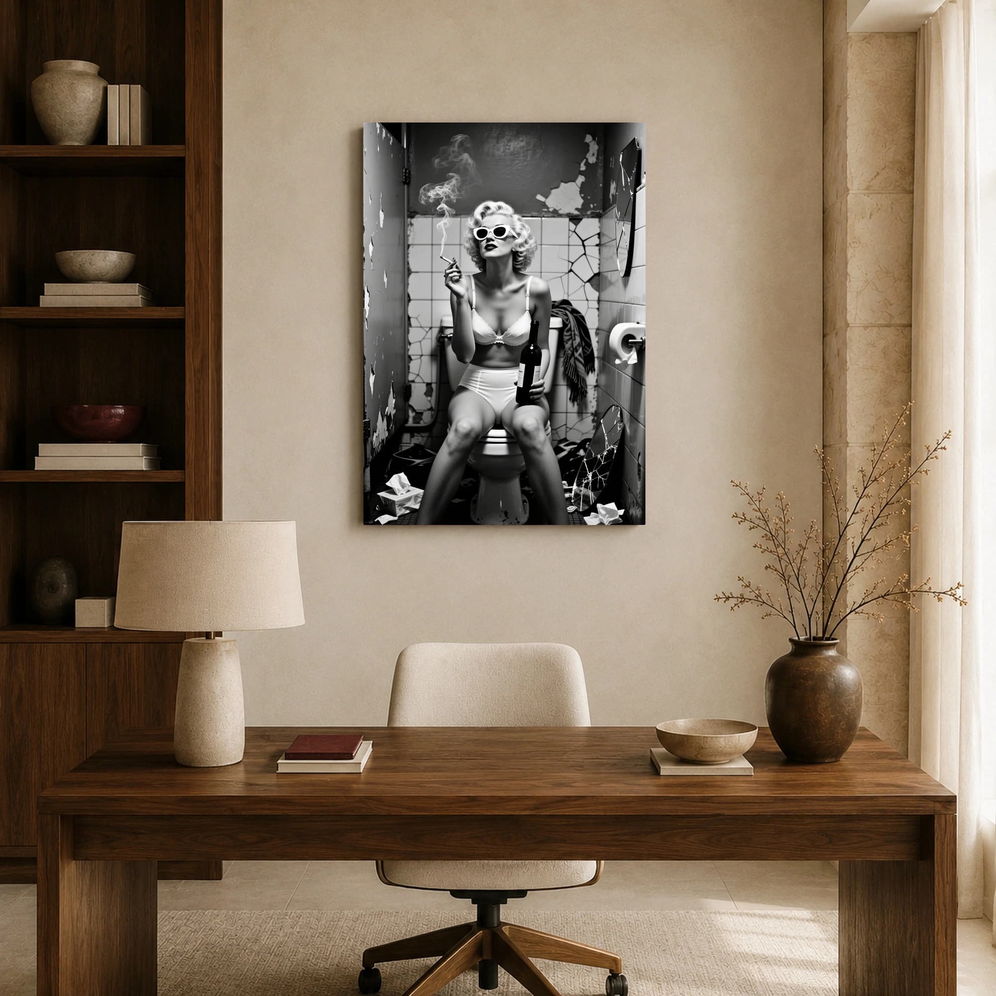 Retro Glamour Bathroom Satire Black and White Wall Art, view 8