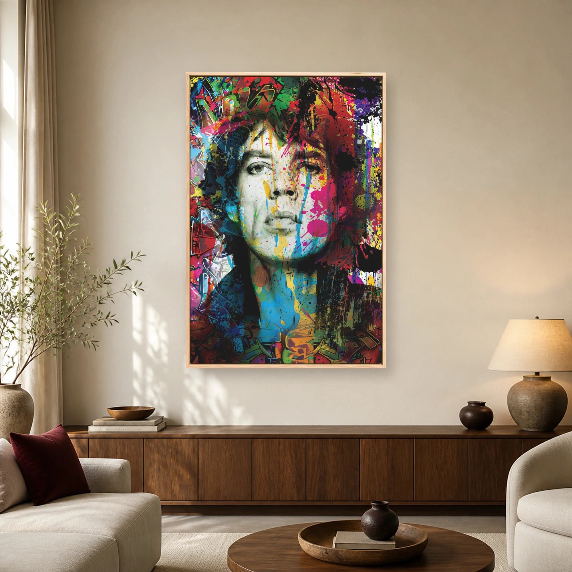 Jim Morrison Colorful Pop Art Portrait Canvas Print, view 3