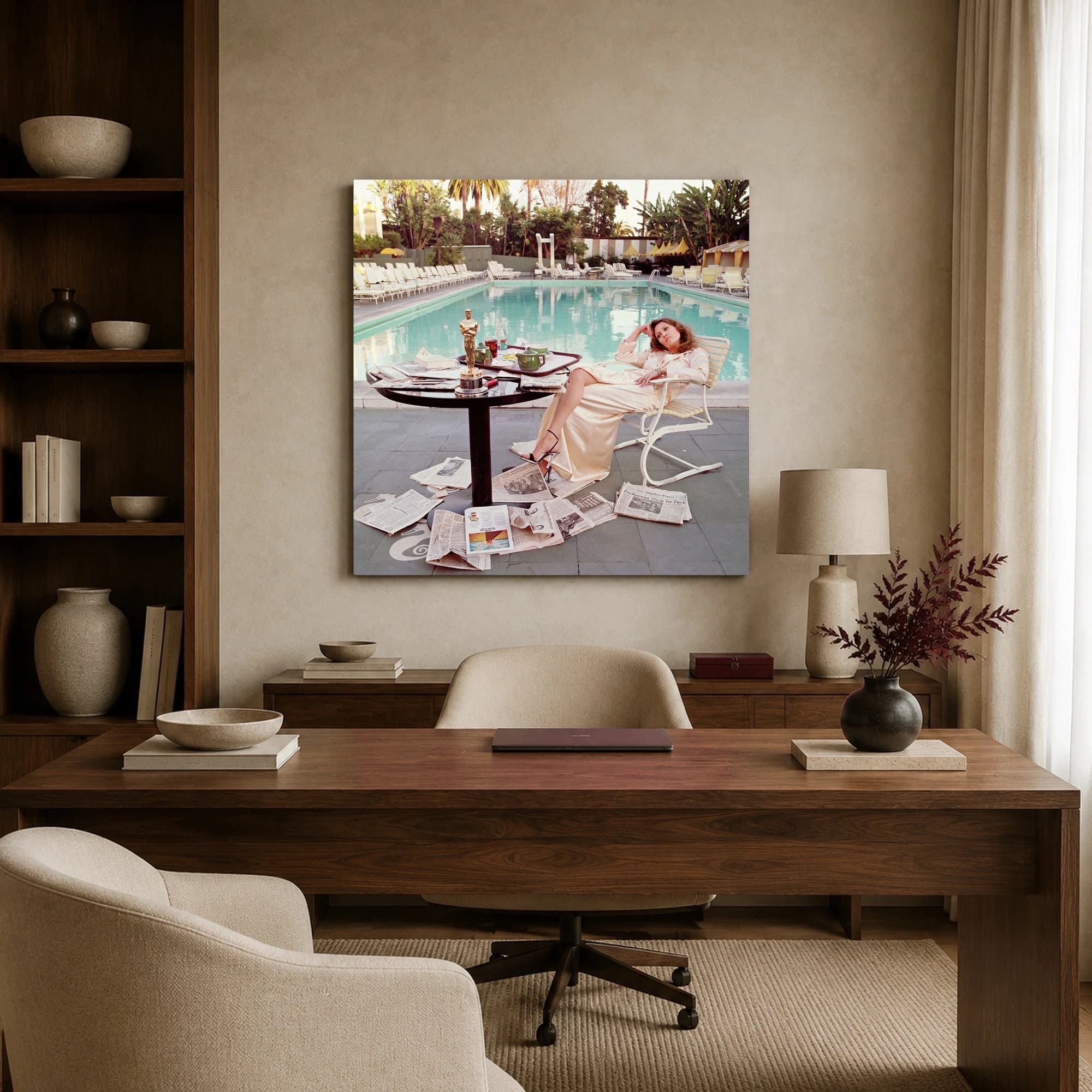 Faye Dunaway Oscar Morning Poolside Wall Art Print, view 3