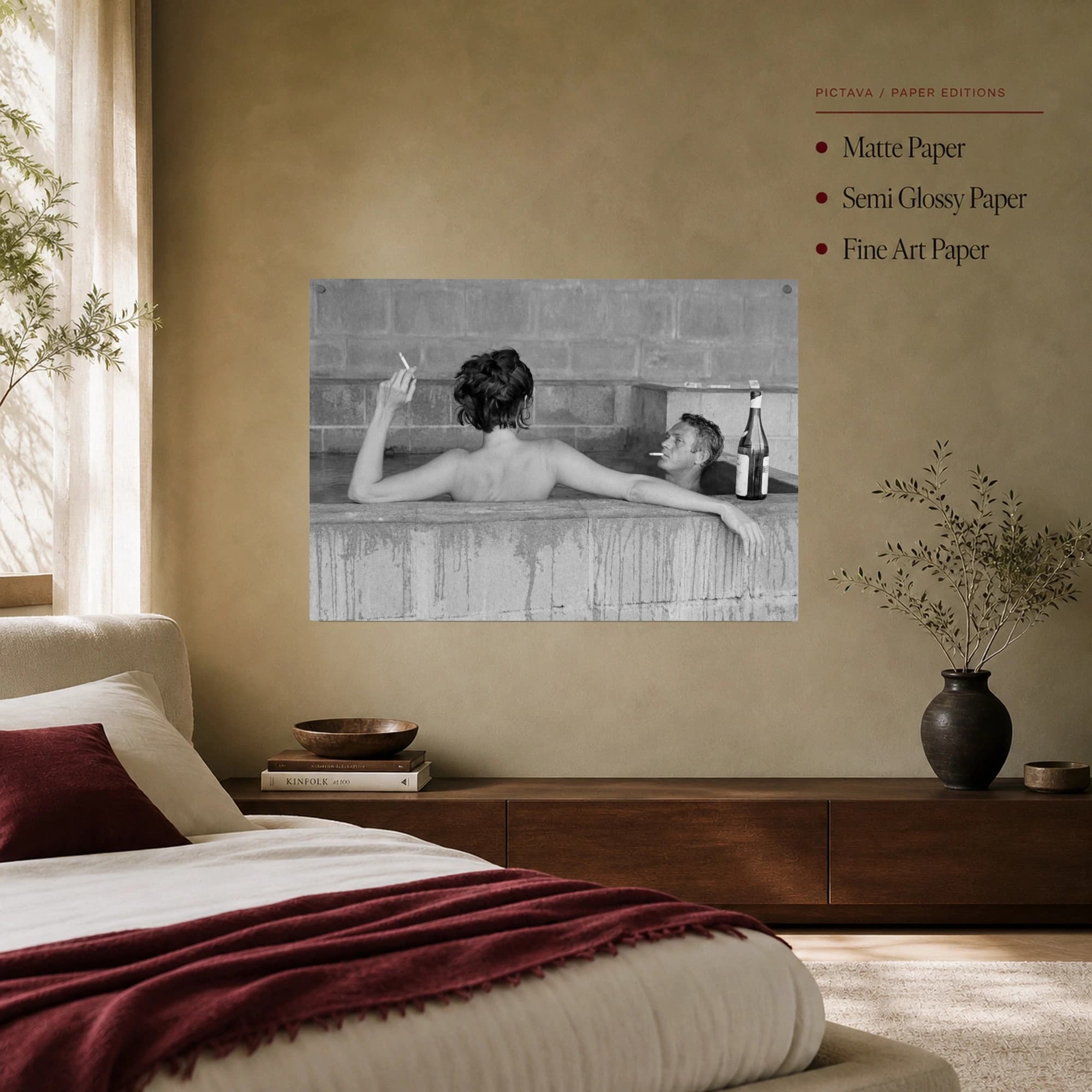Steve McQueen & Neile Adams Vintage Hot Tub Black & White Wall Art, view 7