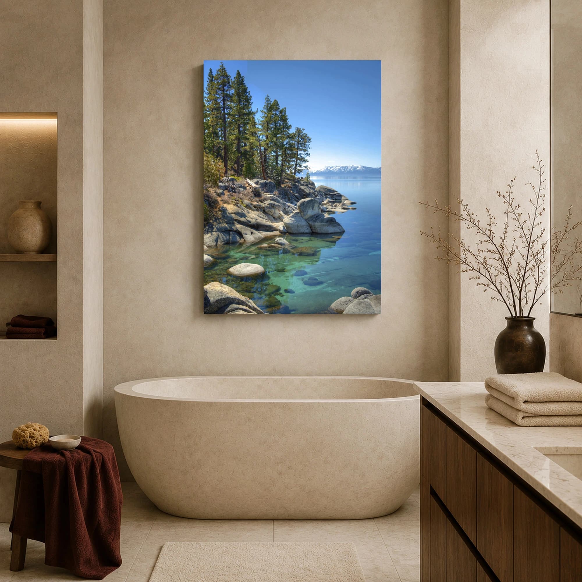 Lake Tahoe Crystal Waters and Pine Shoreline Fine Art Print, view 7