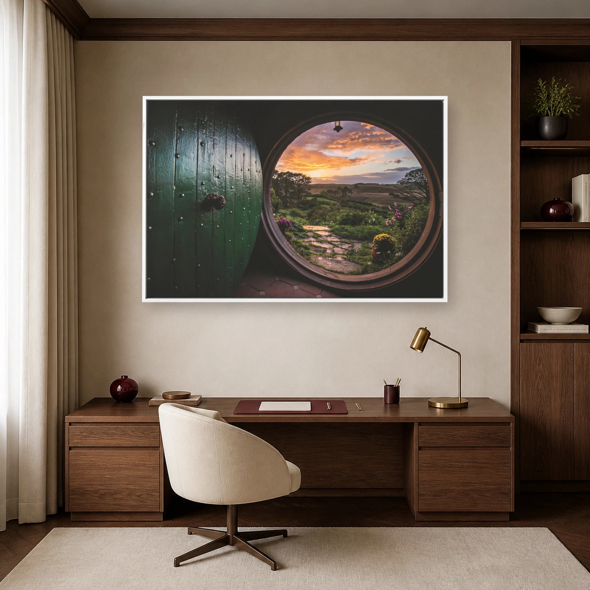 Hobbit Hole Sunset Landscape Canvas Print, view 5