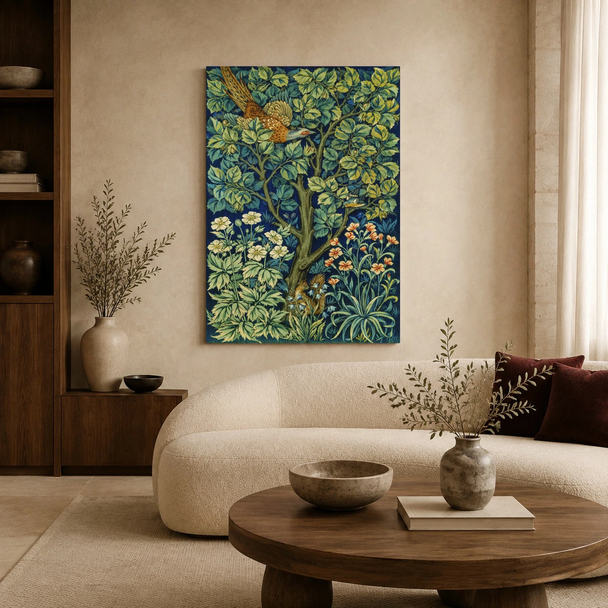 The Woodpecker William Morris Vintage Botanical Tapestry Wall Art, view 4