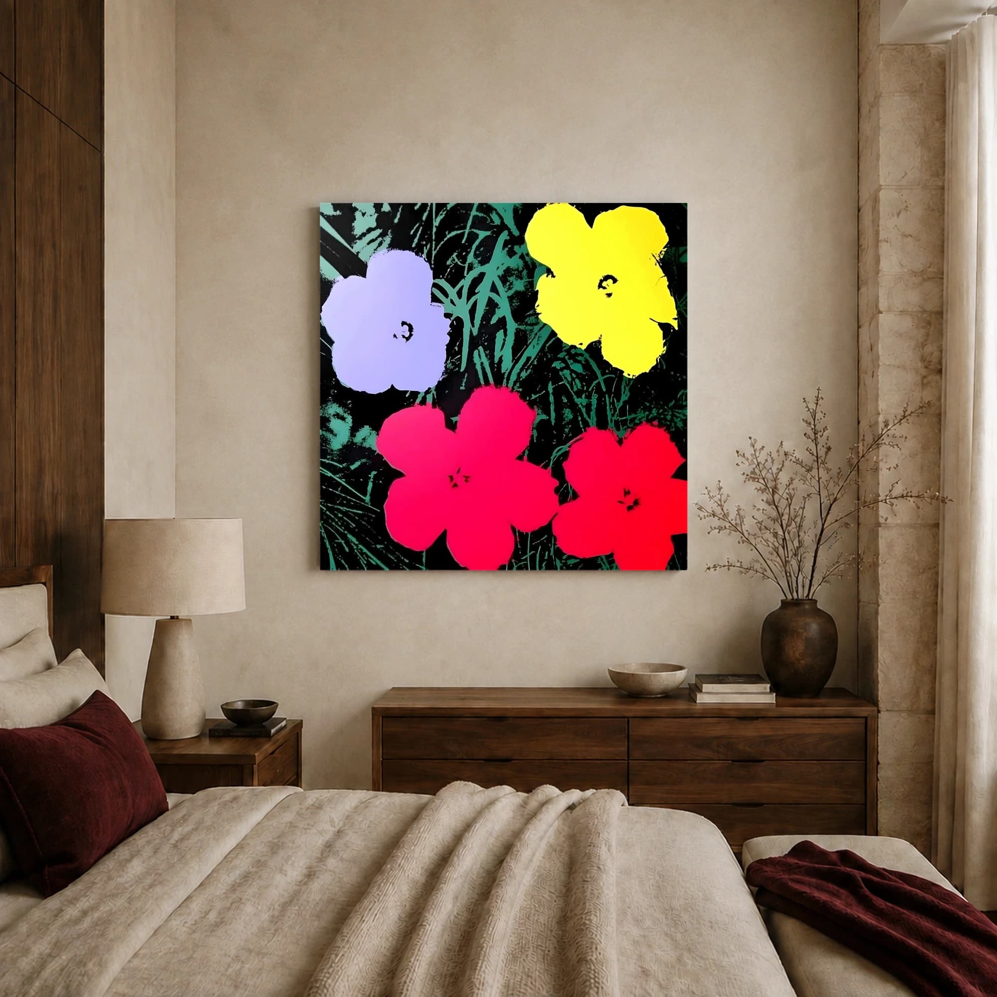Vibrant Pop Art Floral Wall Art Print, view 2