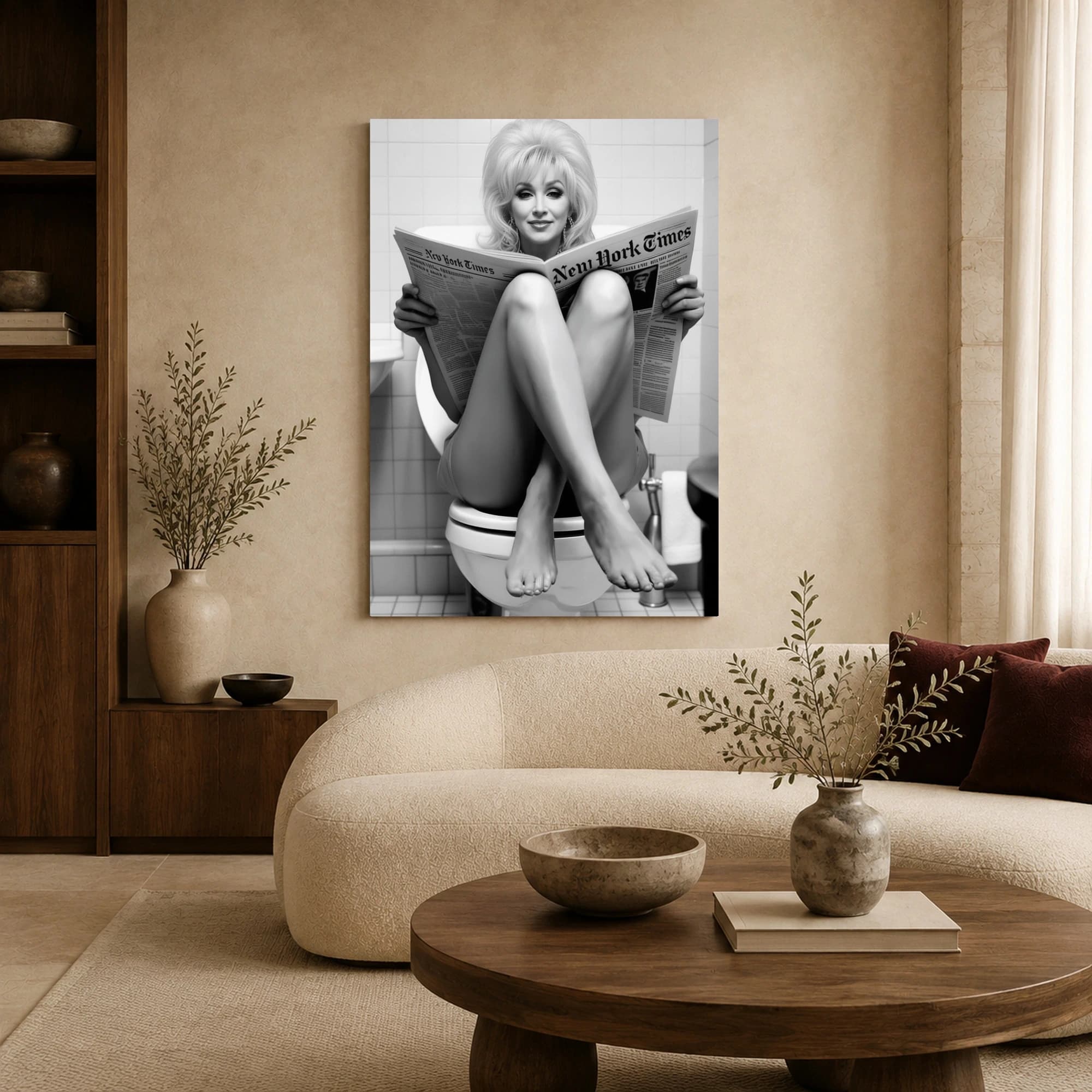 Funny Celebrity Parody Newspaper Bathroom Wall Art, view 6