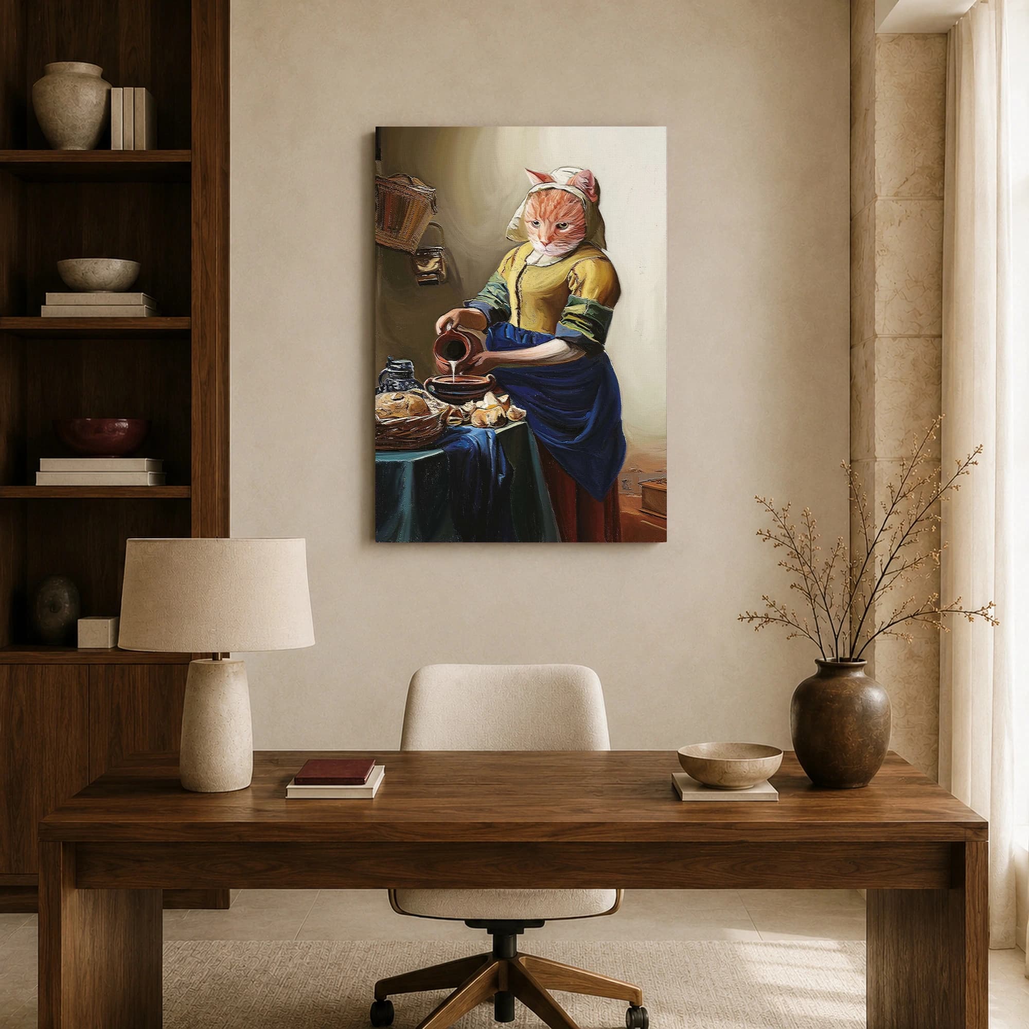 The Milkmaid Cat Funny Classical Art Print, view 8
