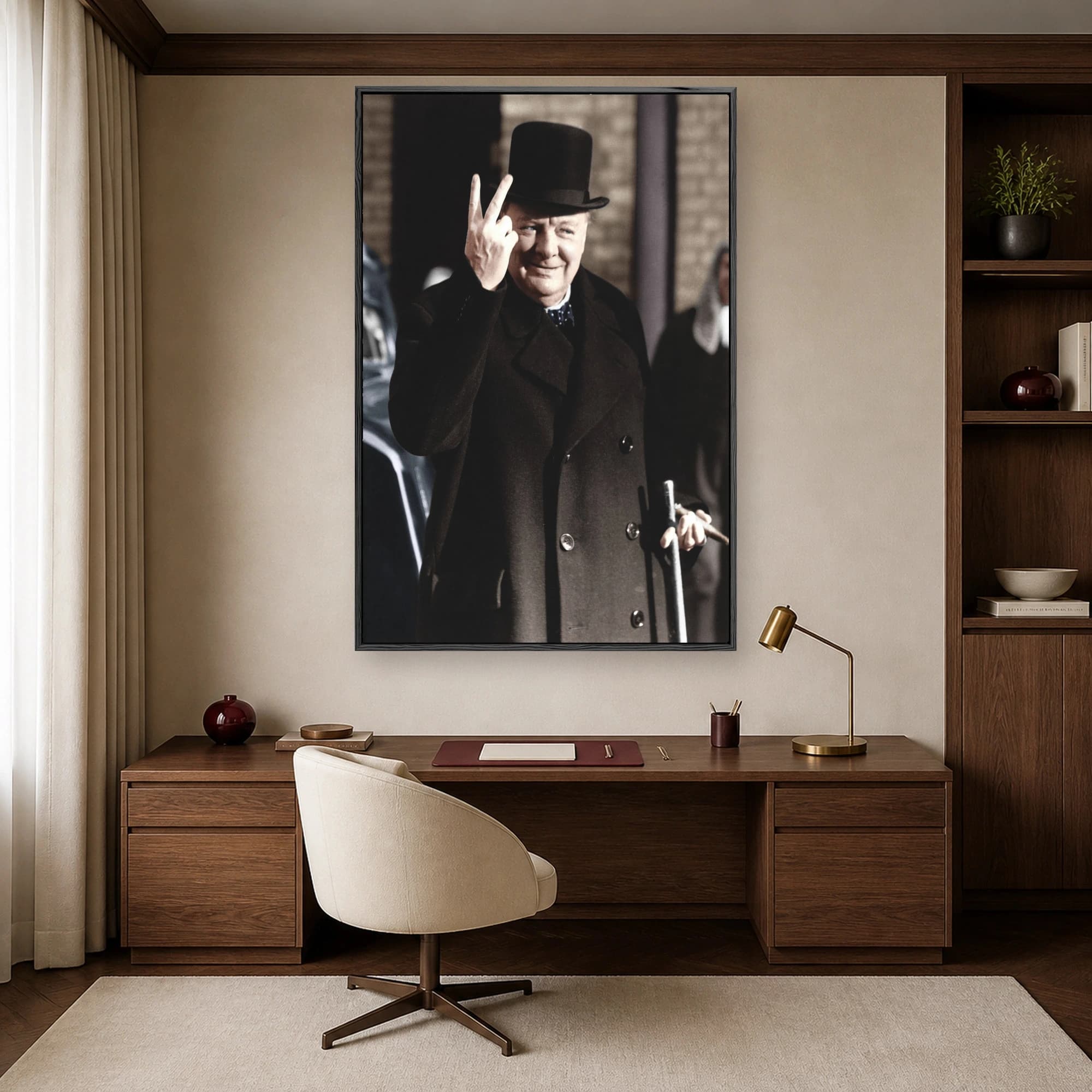Winston Churchill Victory Salute Historic Portrait Art, view 6