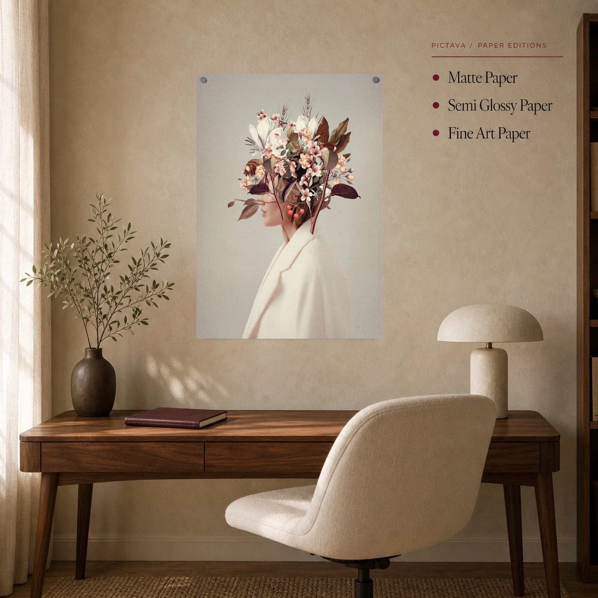 Floral Mind Surreal Botanical Portrait Canvas Print, view 8