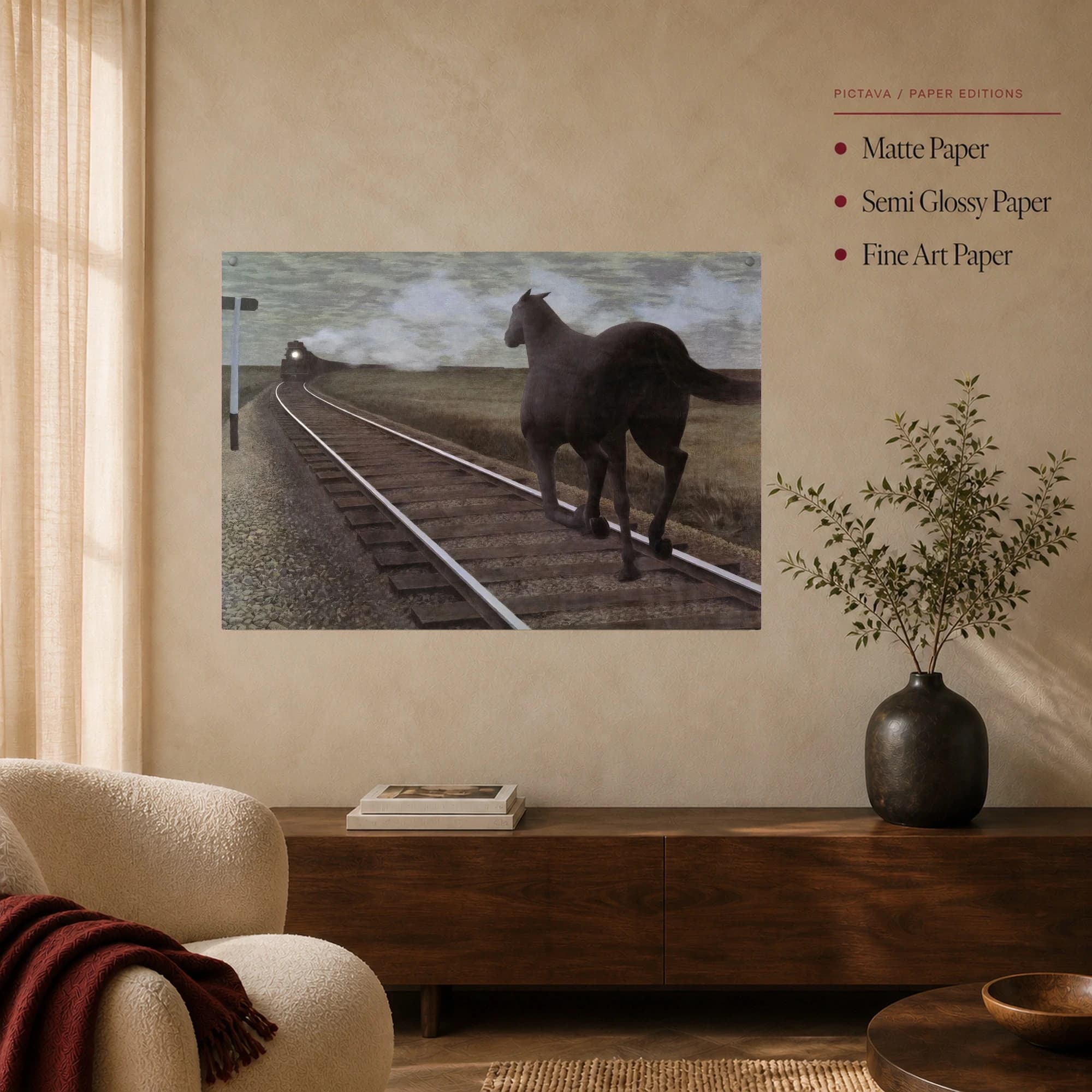 Surrealist Horse and Train Fine Art Canvas Print, view 4