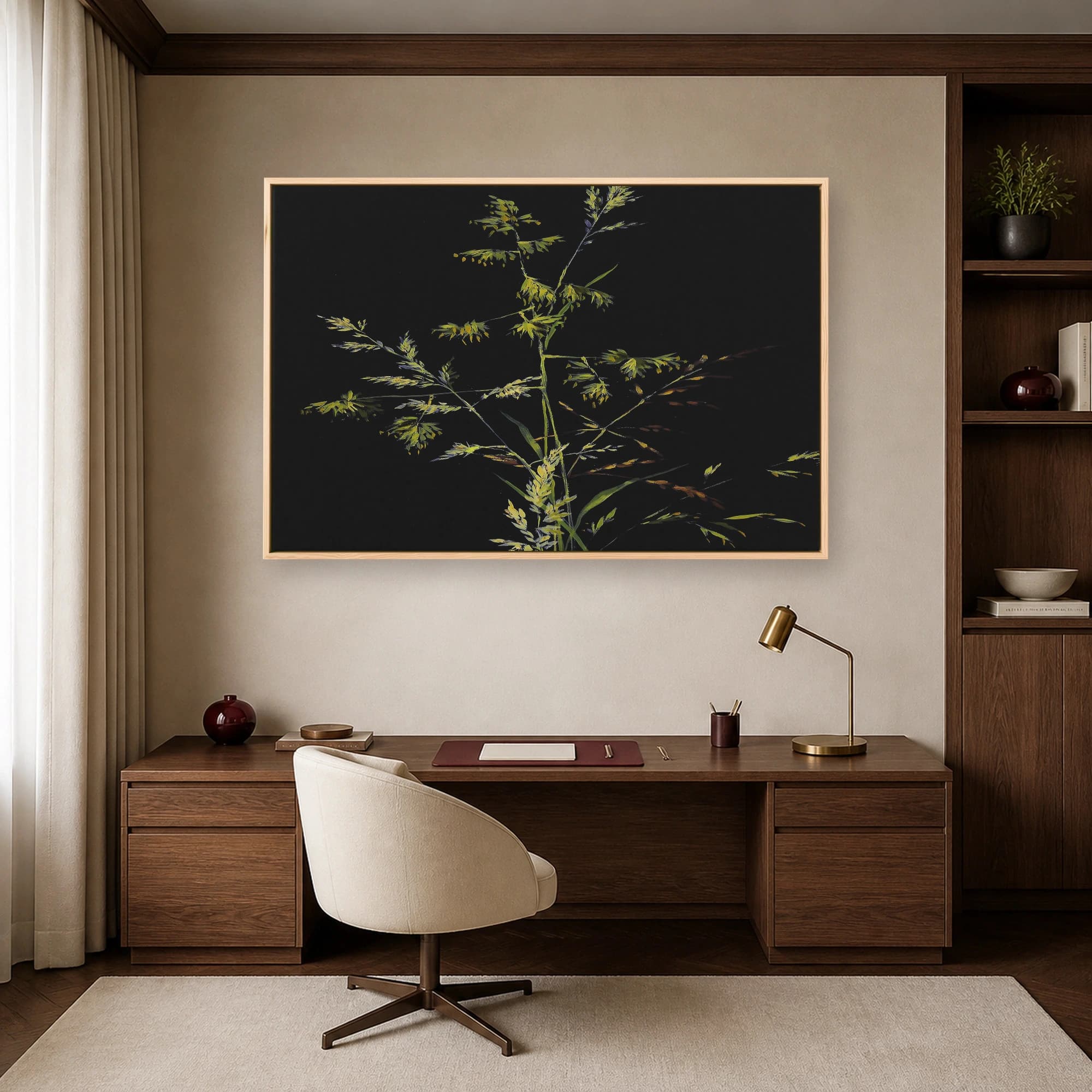 Nocturnal Botanical Grasses Canvas Art, view 6